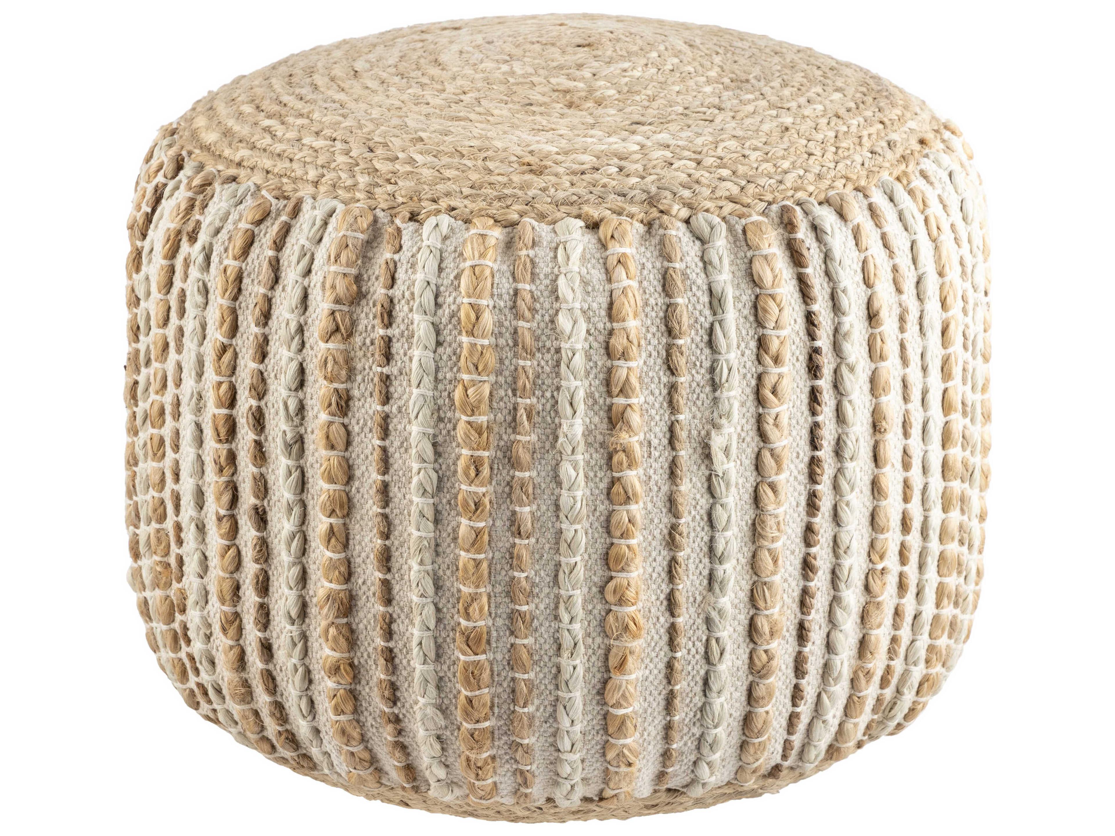Livabliss by Surya Genova Beige Upholstered Pouf
