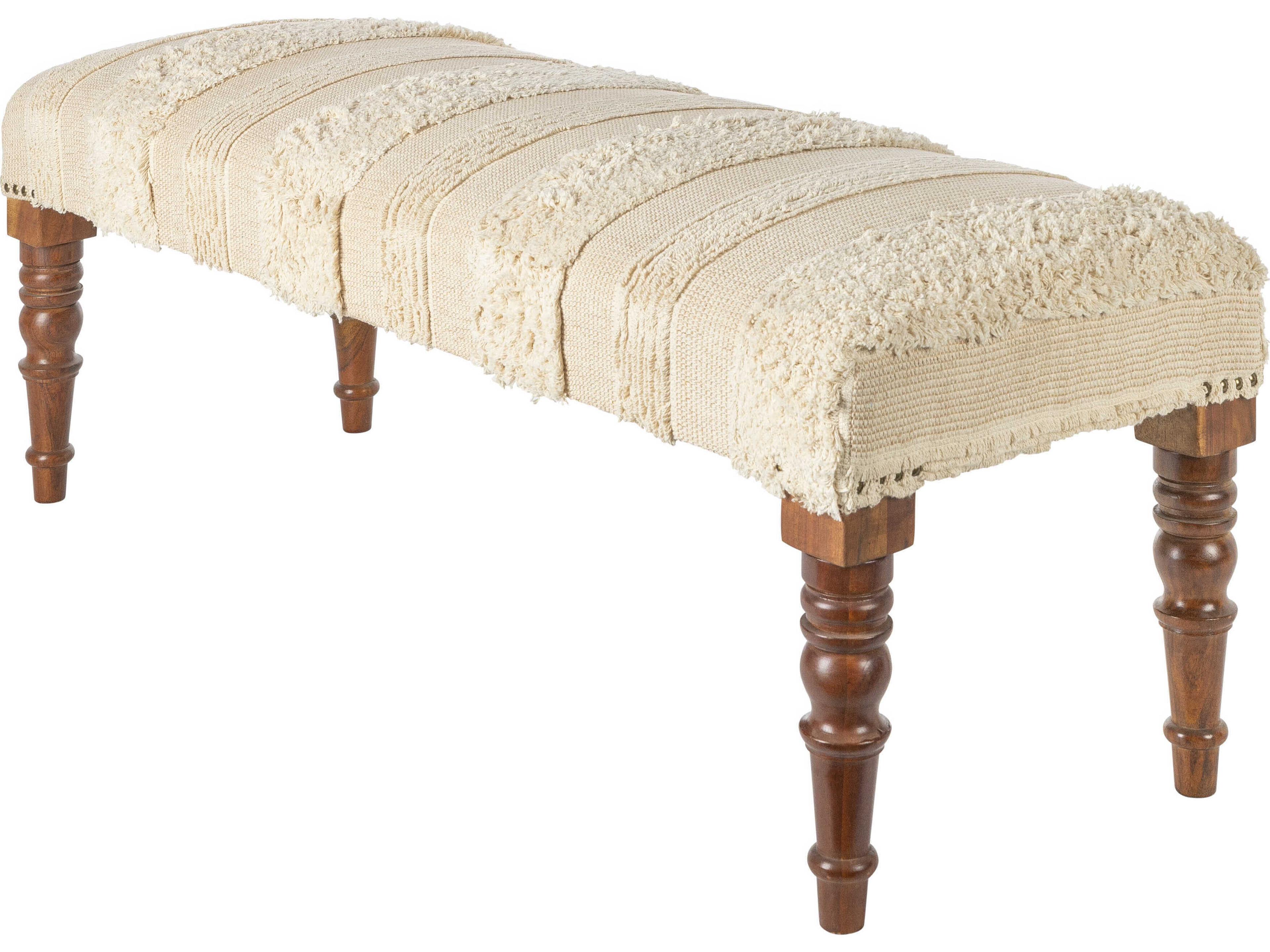 Livabliss by Surya Haarlem Brown Cream Upholstered Accent Bench