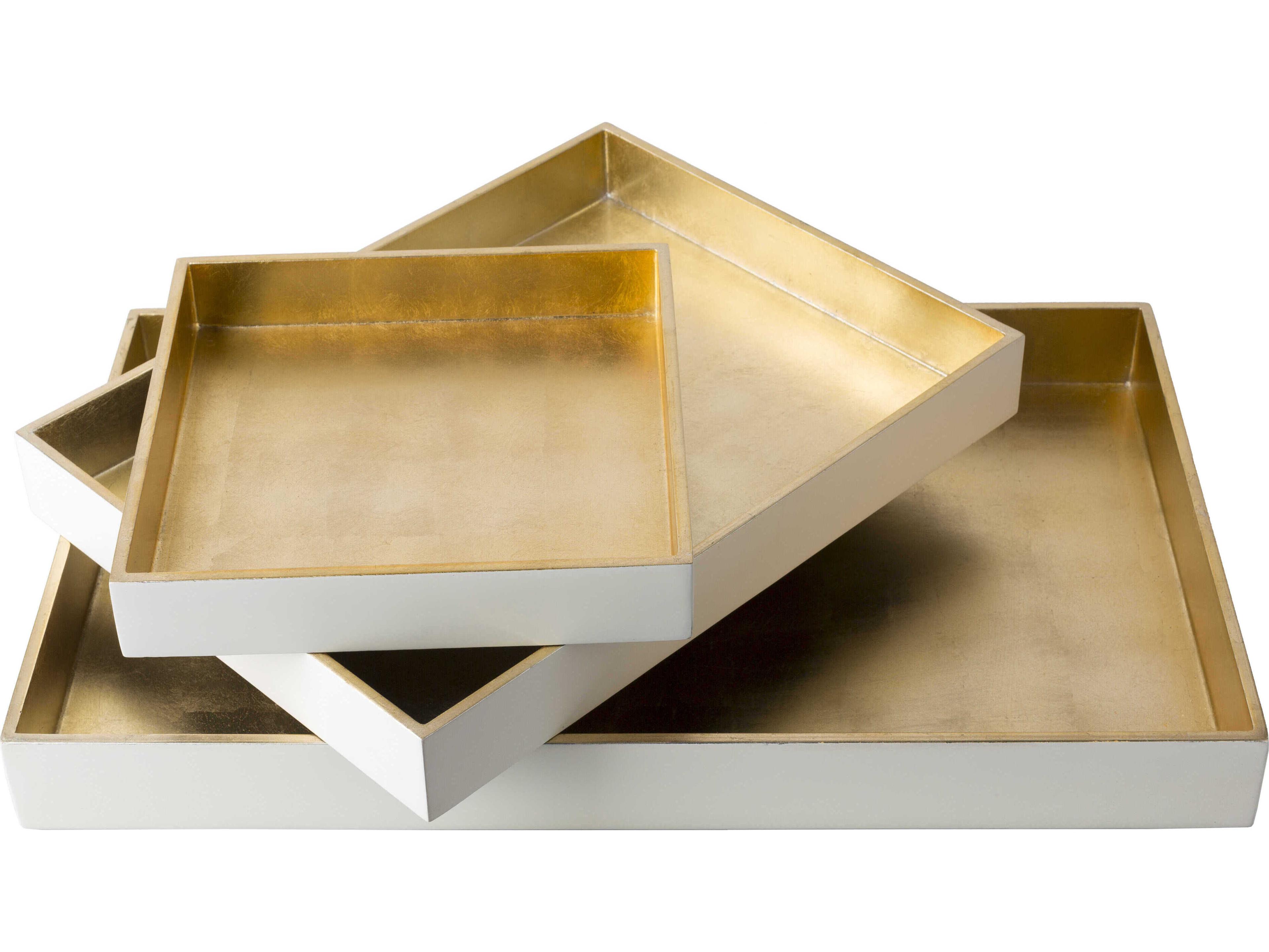 Livabliss by Surya Kalista White Serving Tray (Set of 3)