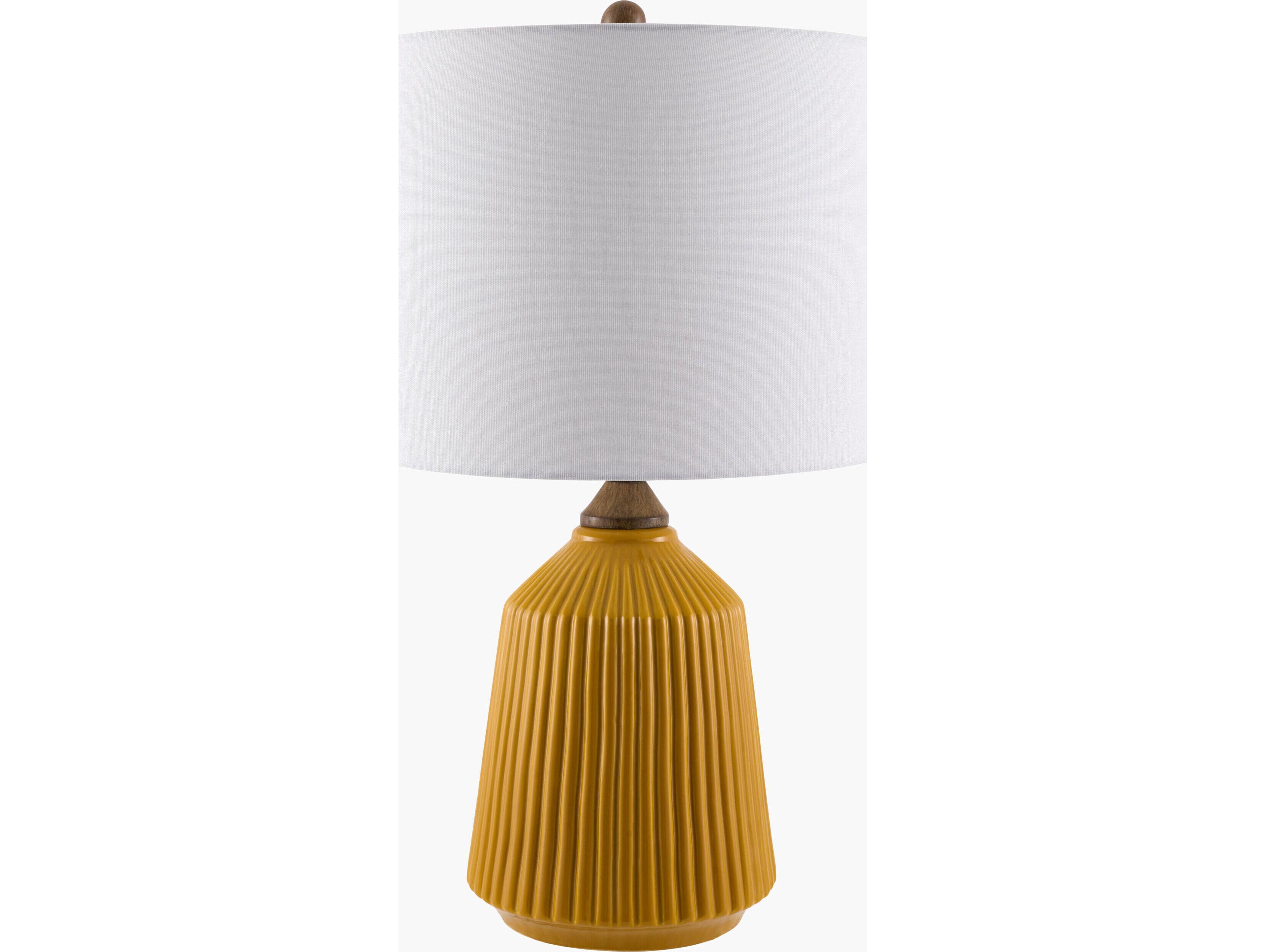 Livabliss by Surya Lennon Glazed Yellow White Linen Buffet Lamp