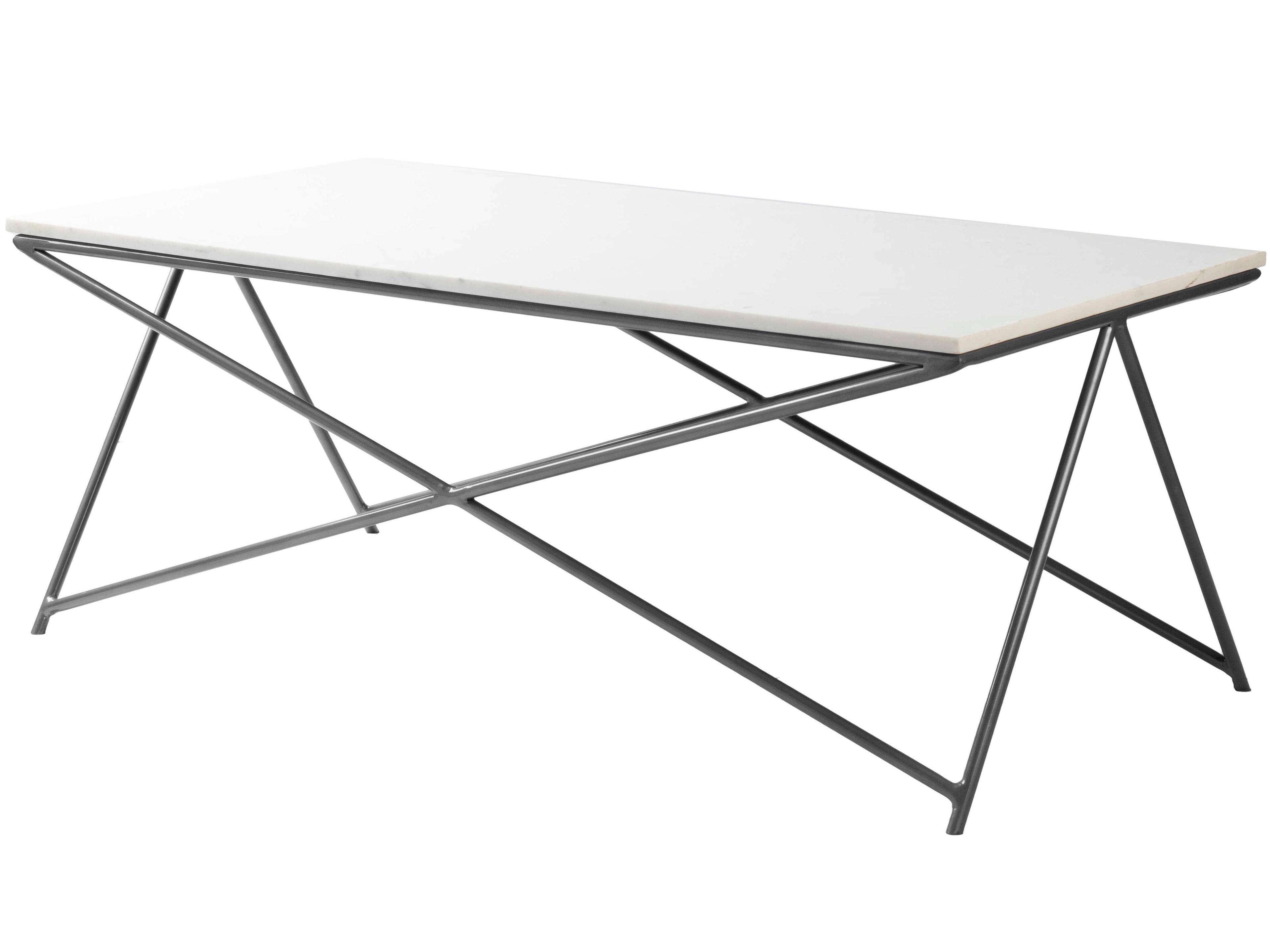 Livabliss by Surya Norah Rectangular Marble White Gold Coffee Table