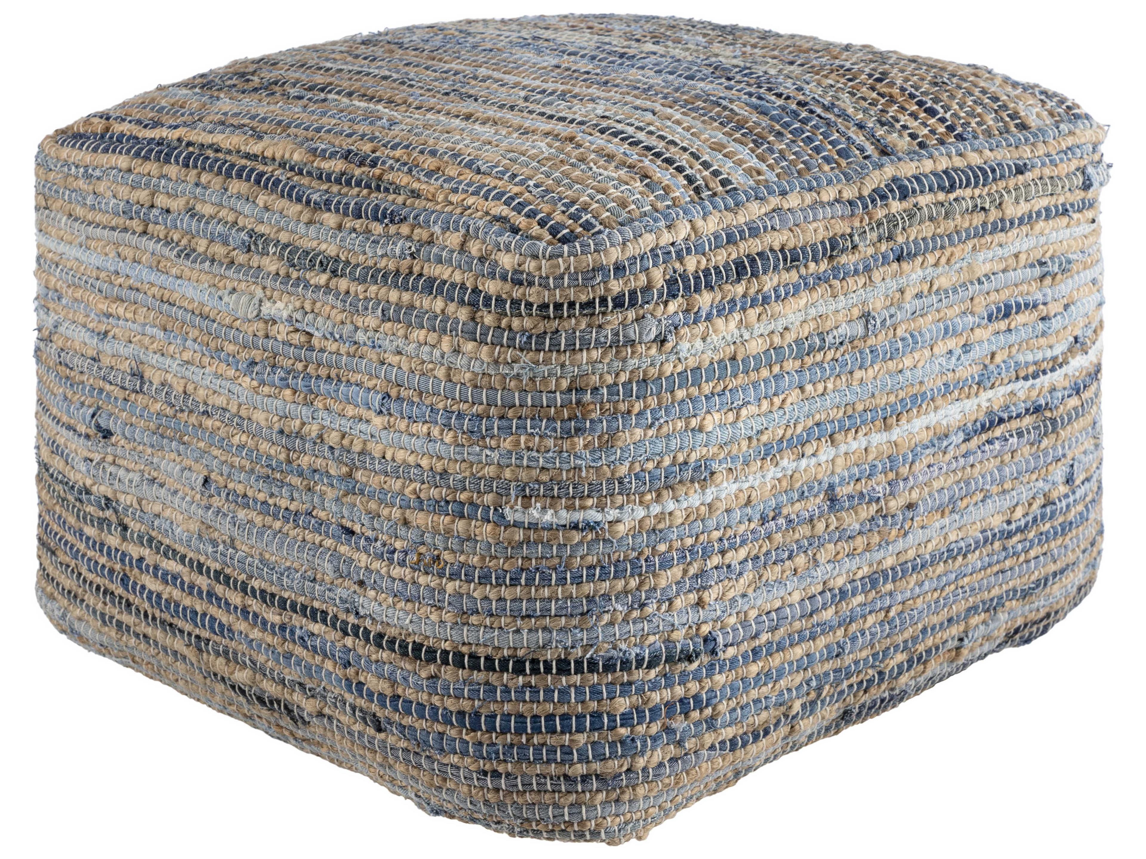 Livabliss by Surya Patrik Denim Blue Upholstered Pouf