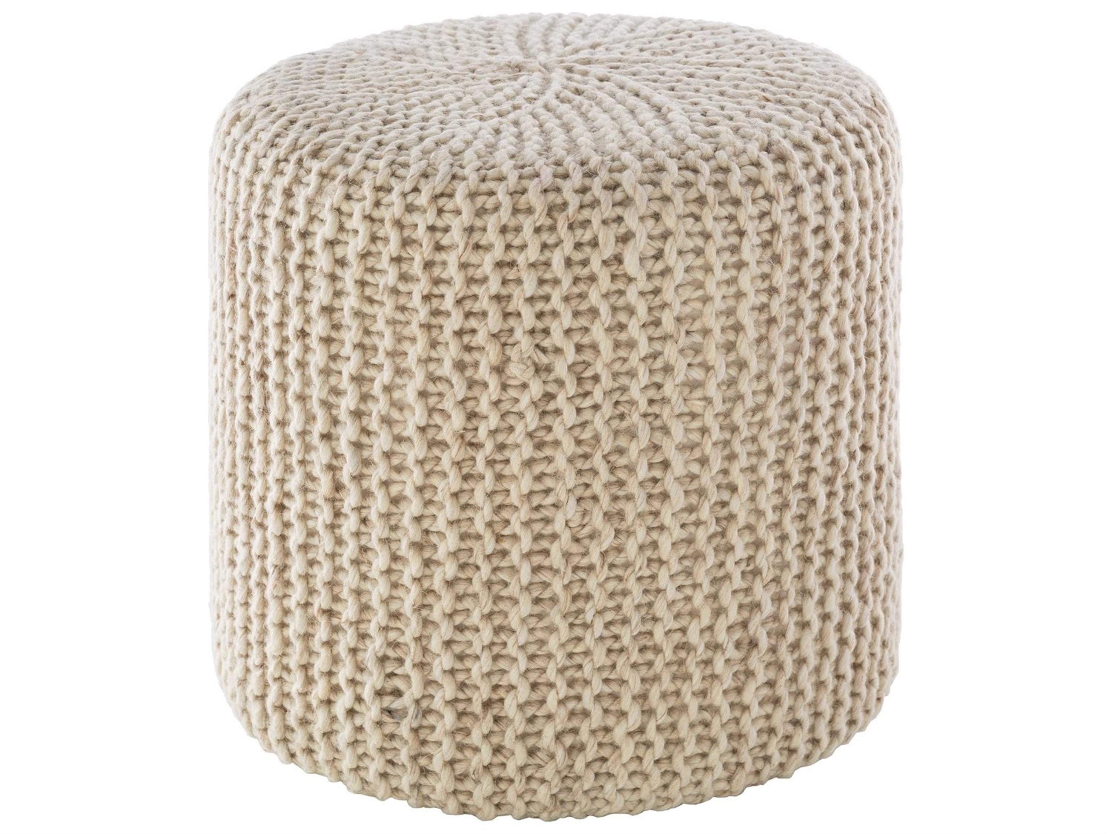 Livabliss by Surya Prado Ivory Beige Upholstered Ottoman