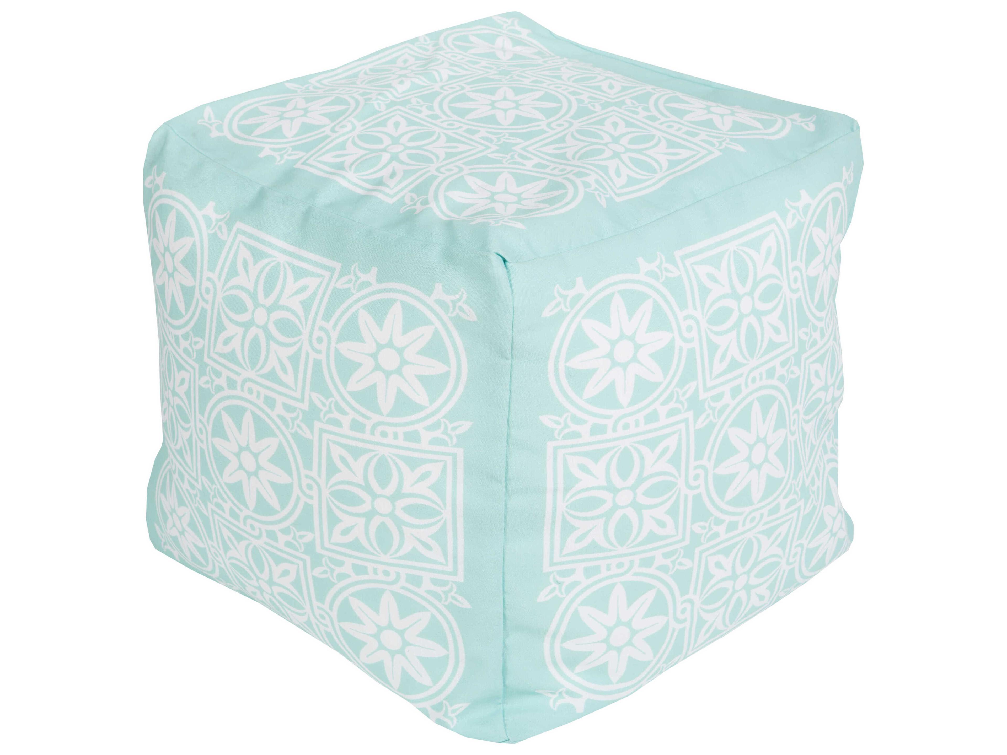 Livabliss by Surya Rain Aqua Blush Blue Upholstered Pouf