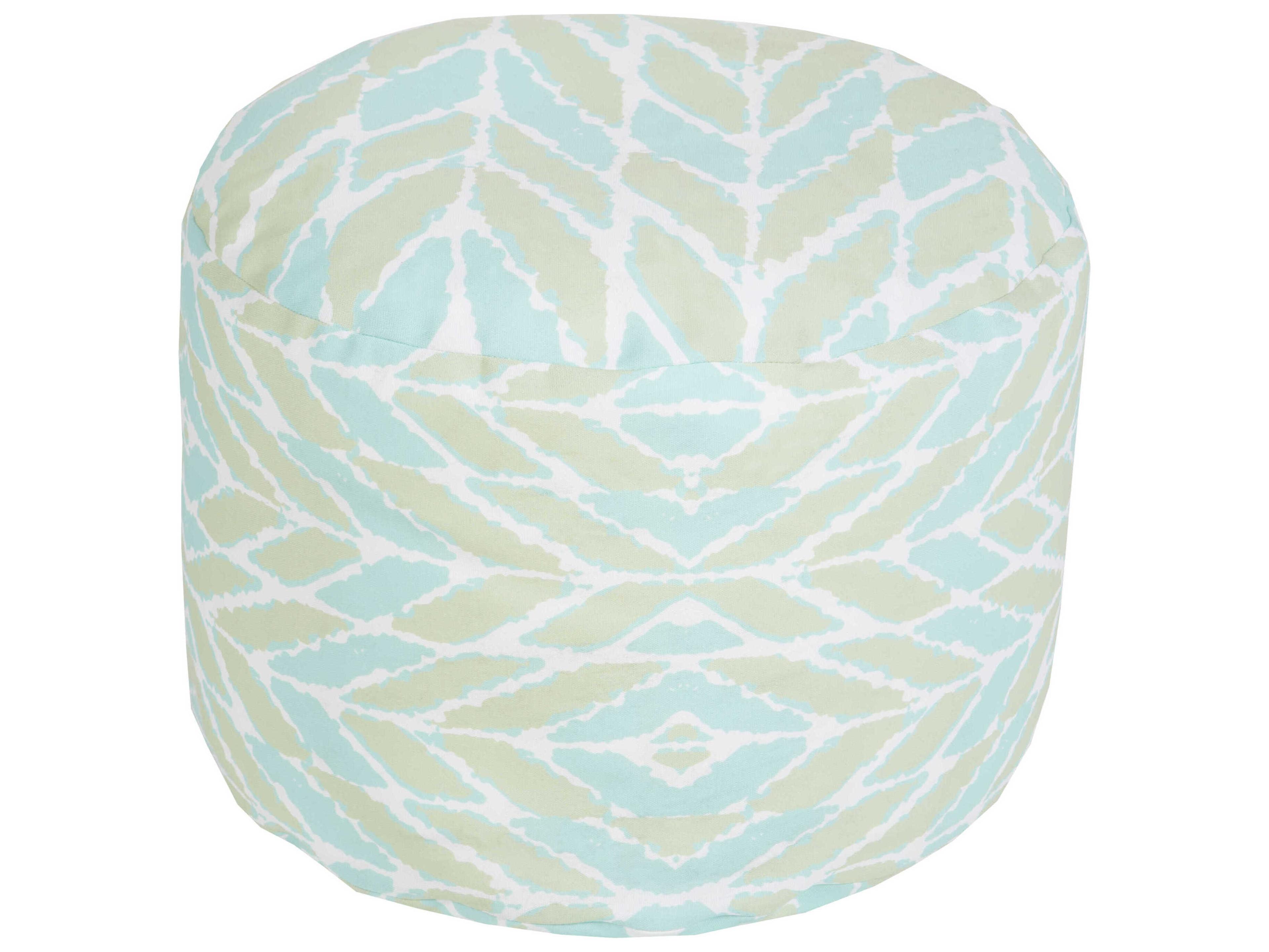Livabliss by Surya Rain Aqua Seafoam Green Upholstered Pouf