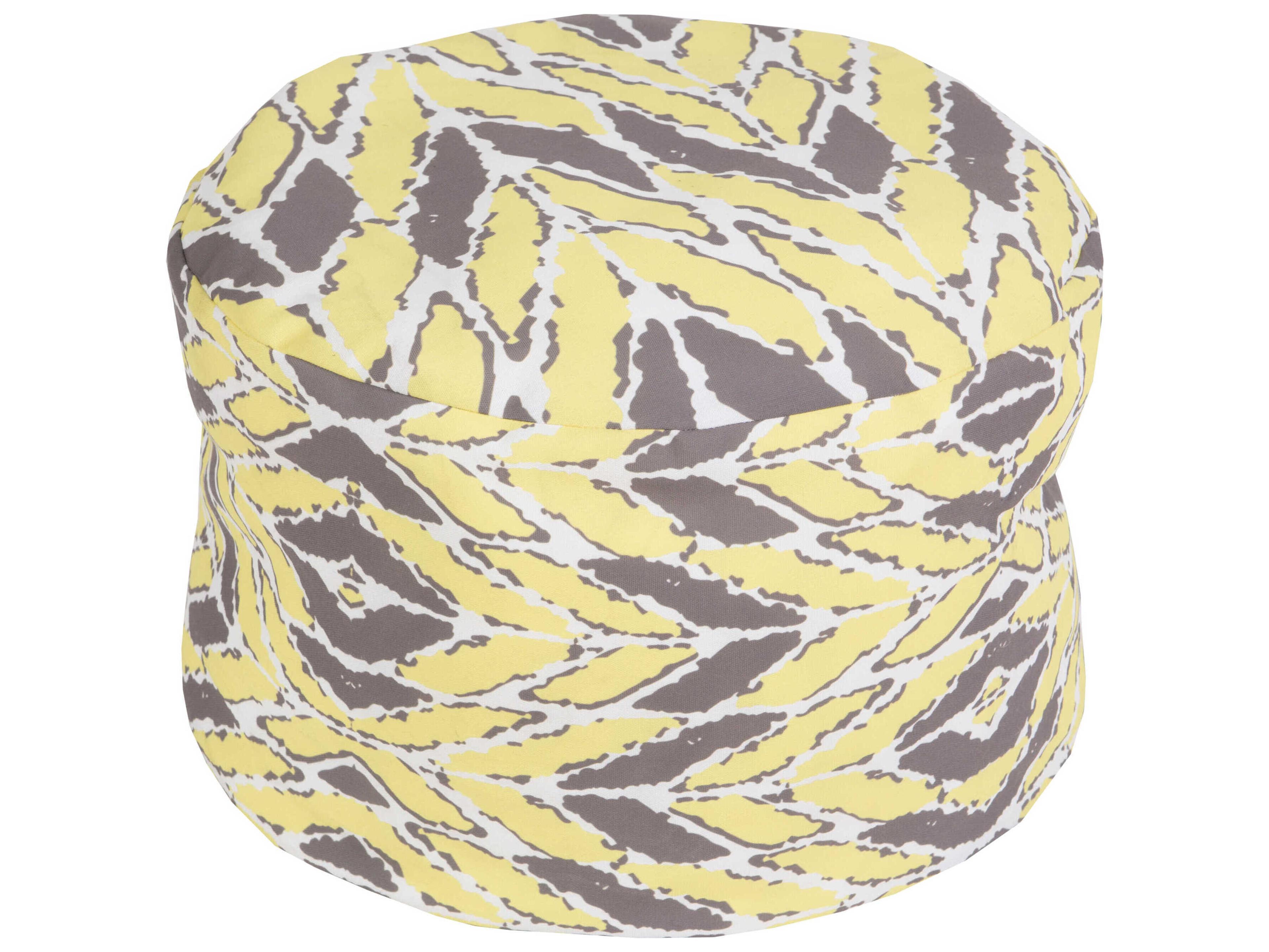 Livabliss by Surya Rain Taupe Yellow Upholstered Pouf