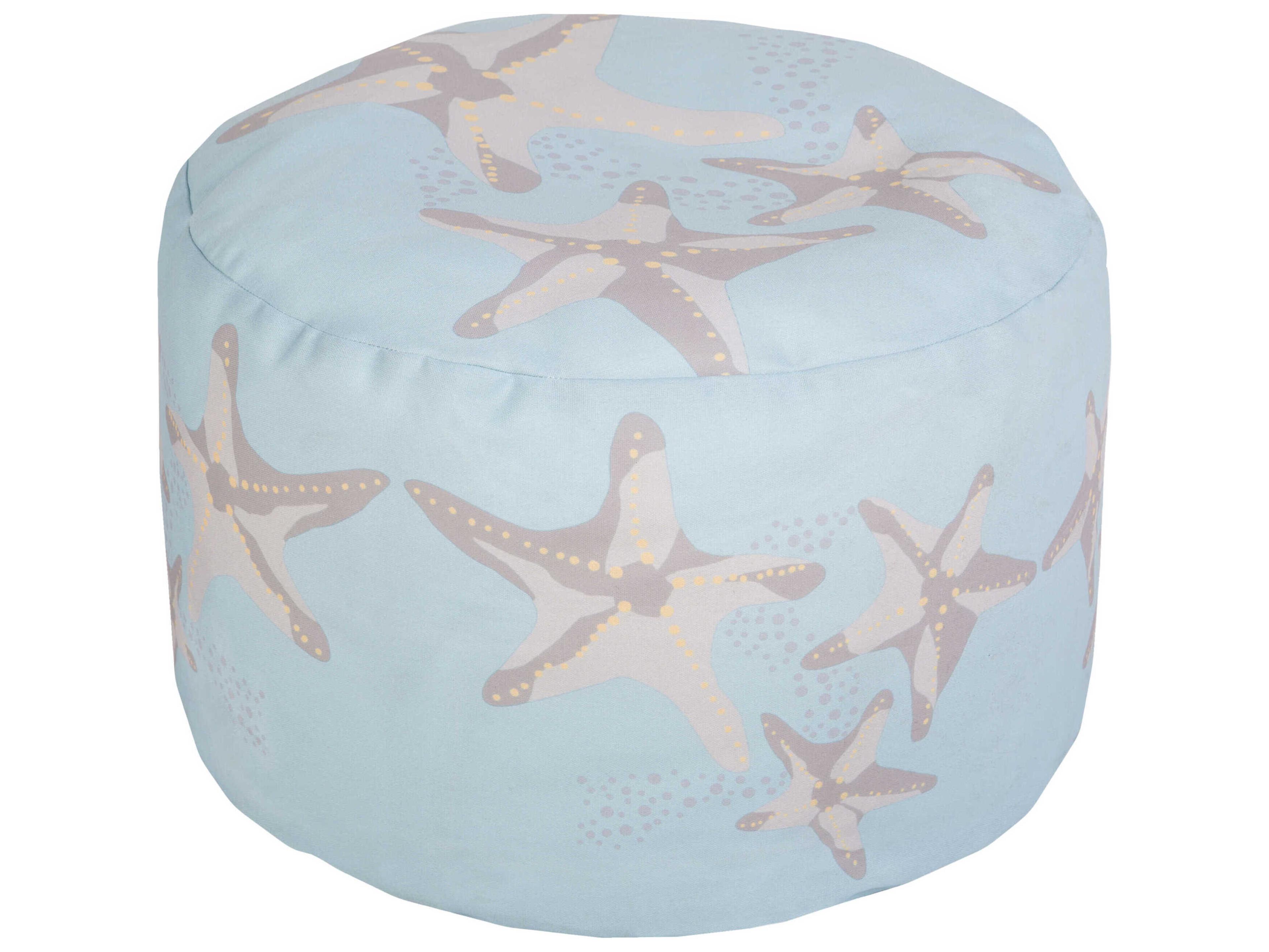 Livabliss by Surya Rain Ice Blue Upholstered Pouf