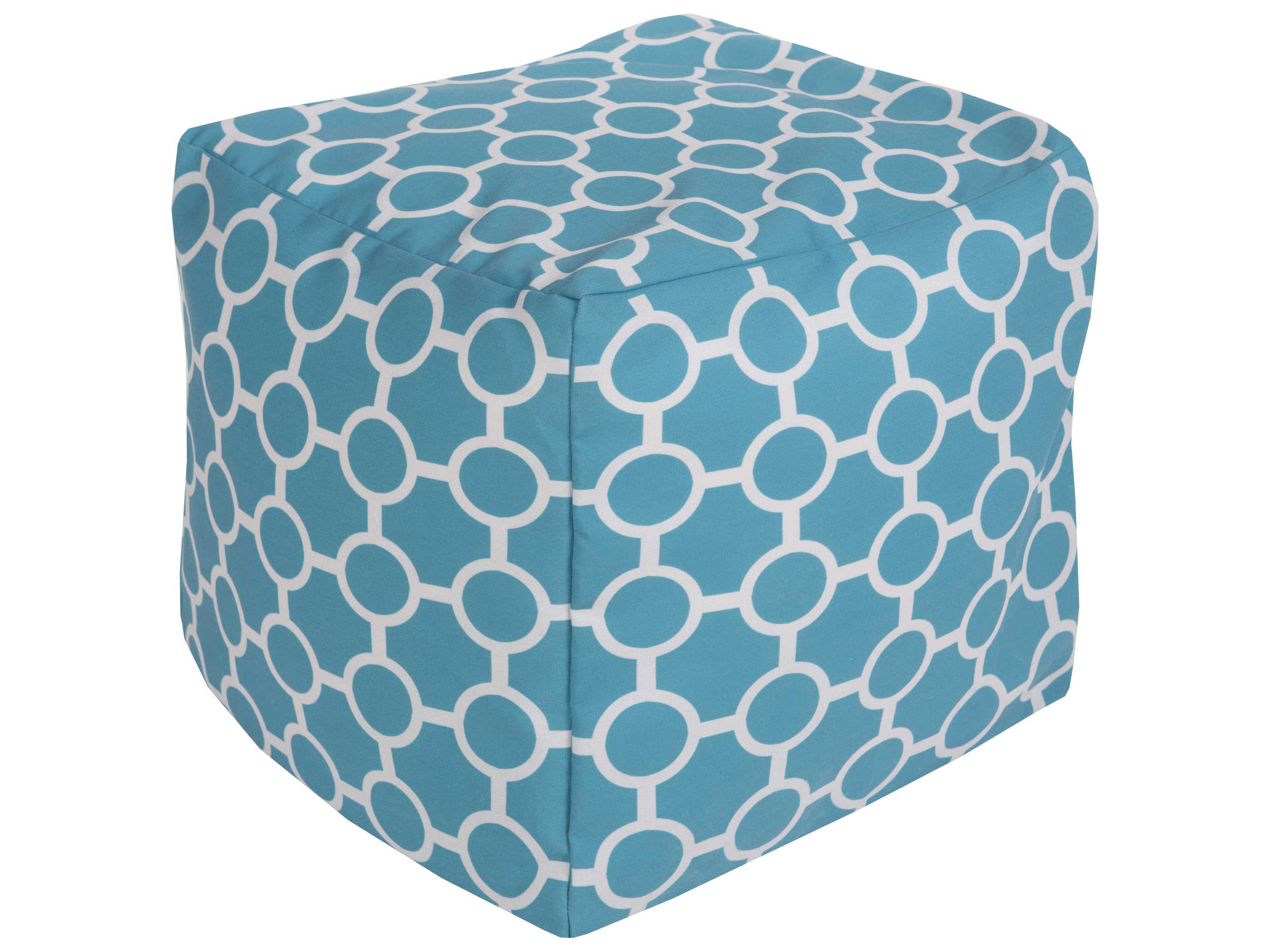 Livabliss by Surya Rain Aqua Blue Upholstered Pouf