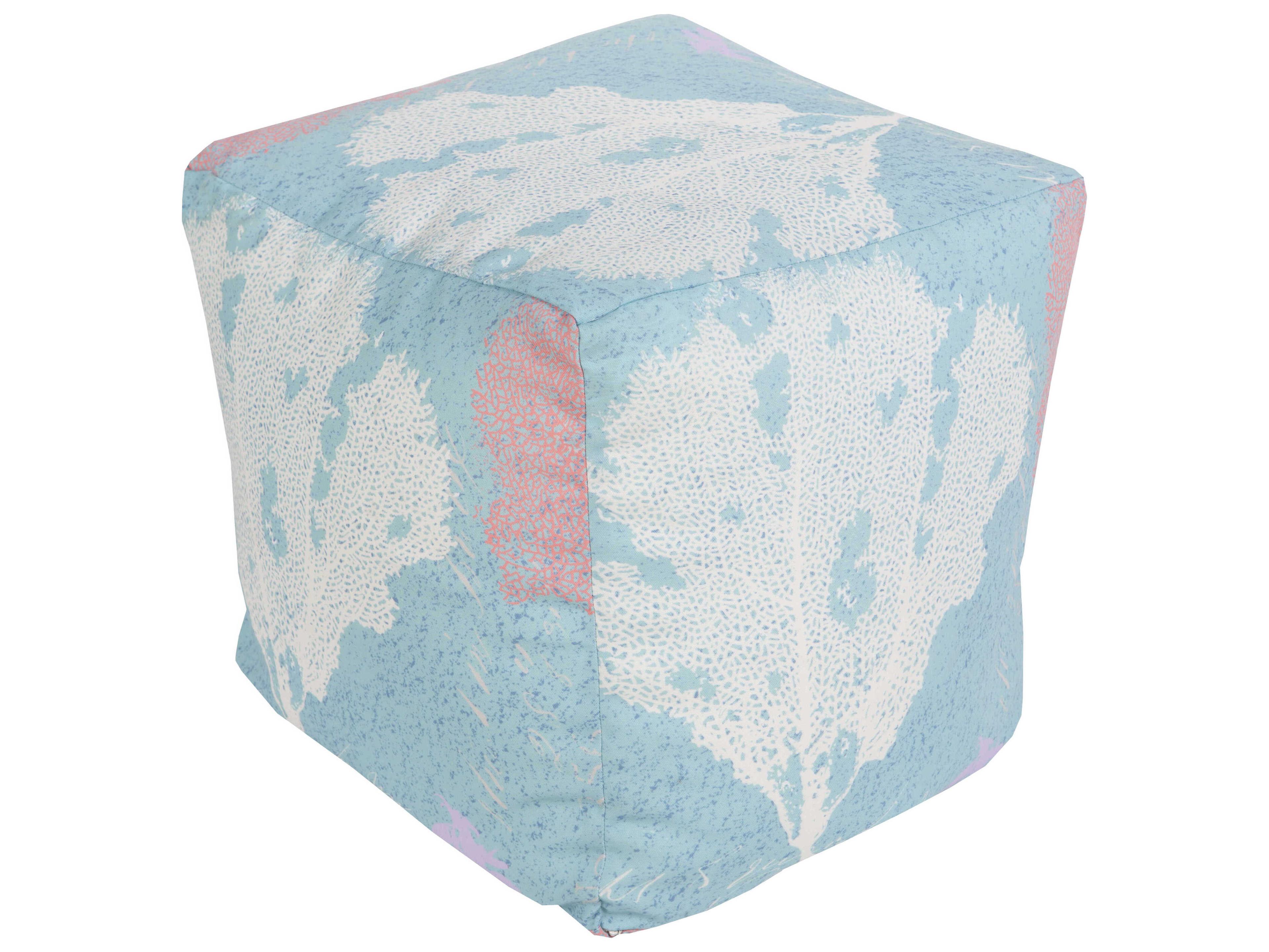 Livabliss by Surya Rain Aqua Blue Upholstered Pouf
