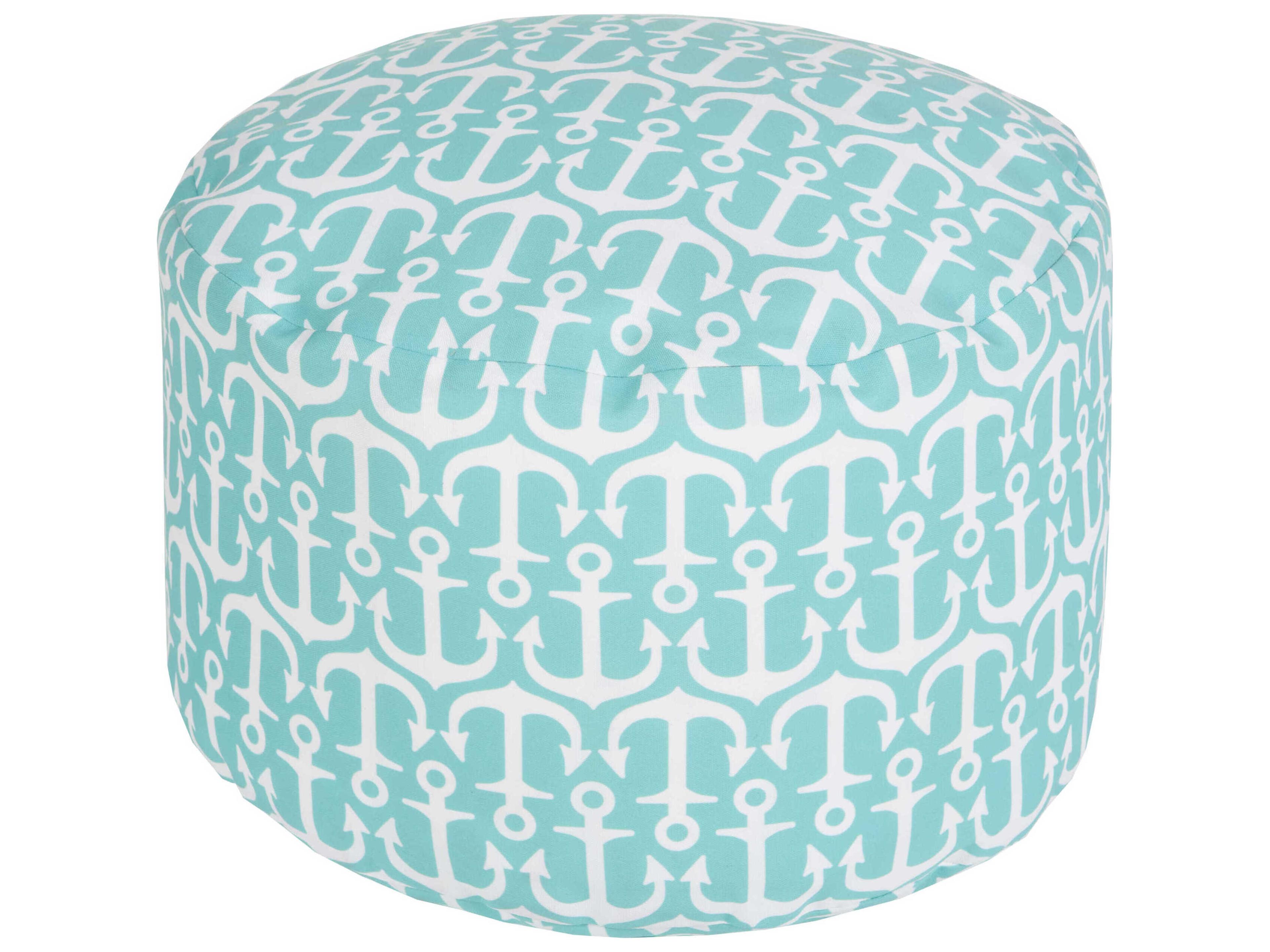 Livabliss by Surya Rain Blue Upholstered Pouf