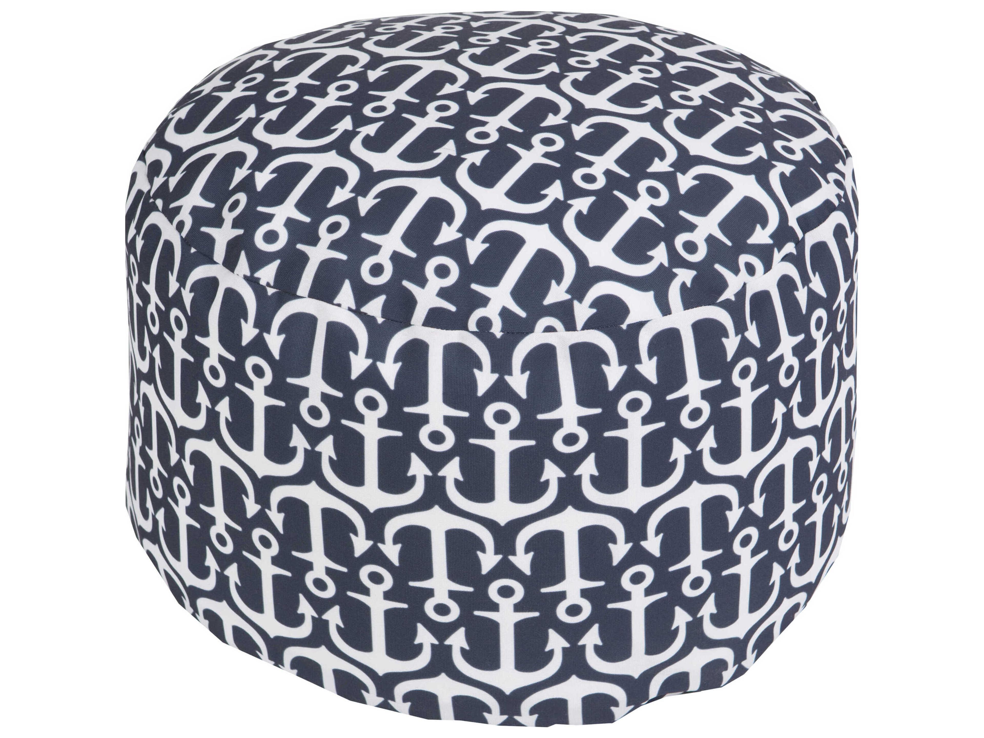 Livabliss by Surya Rain Blue Upholstered Pouf