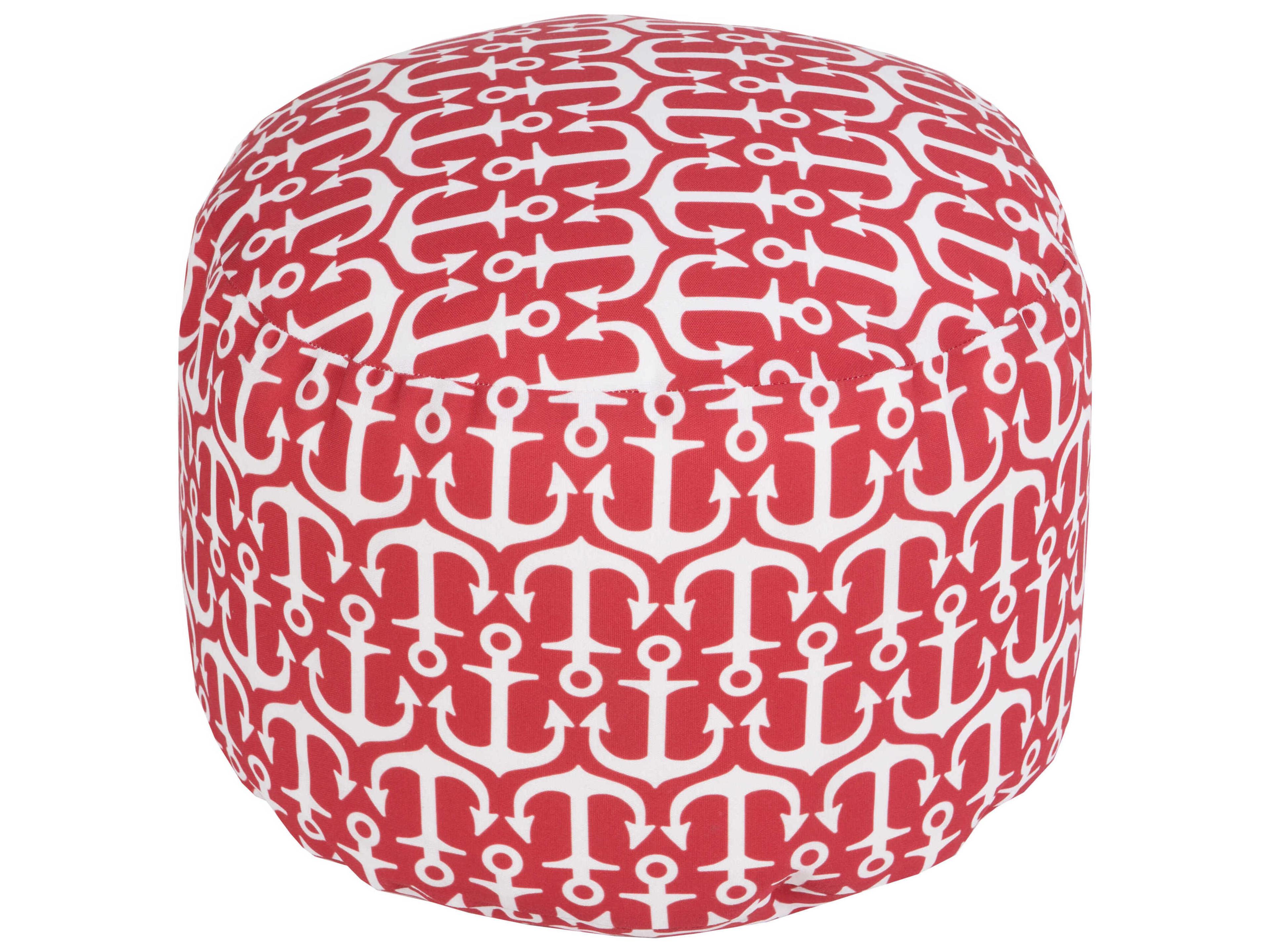 Livabliss by Surya Rain Red Upholstered Pouf