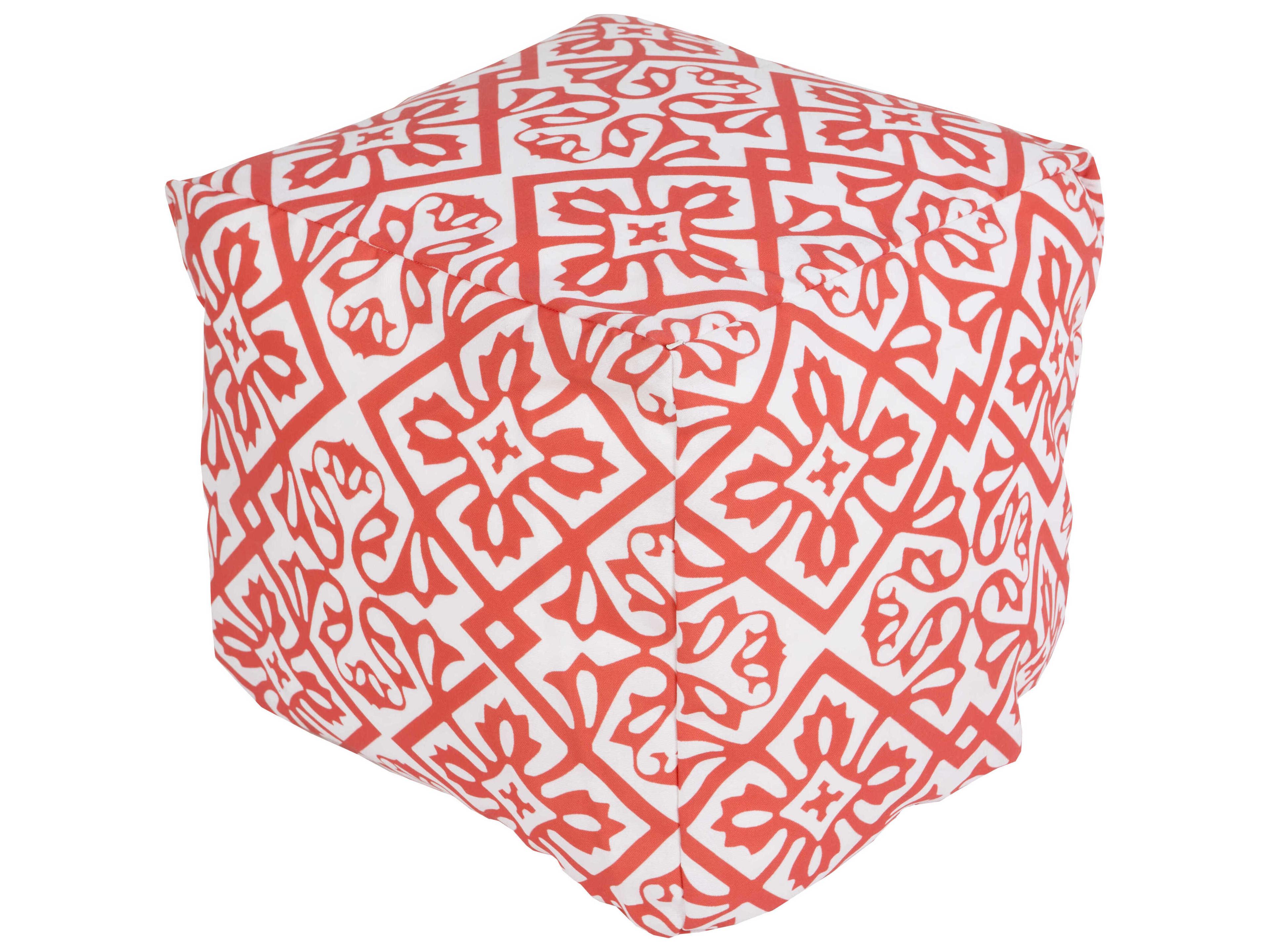Livabliss by Surya Rain Dusty Coral Blush Orange Upholstered Pouf