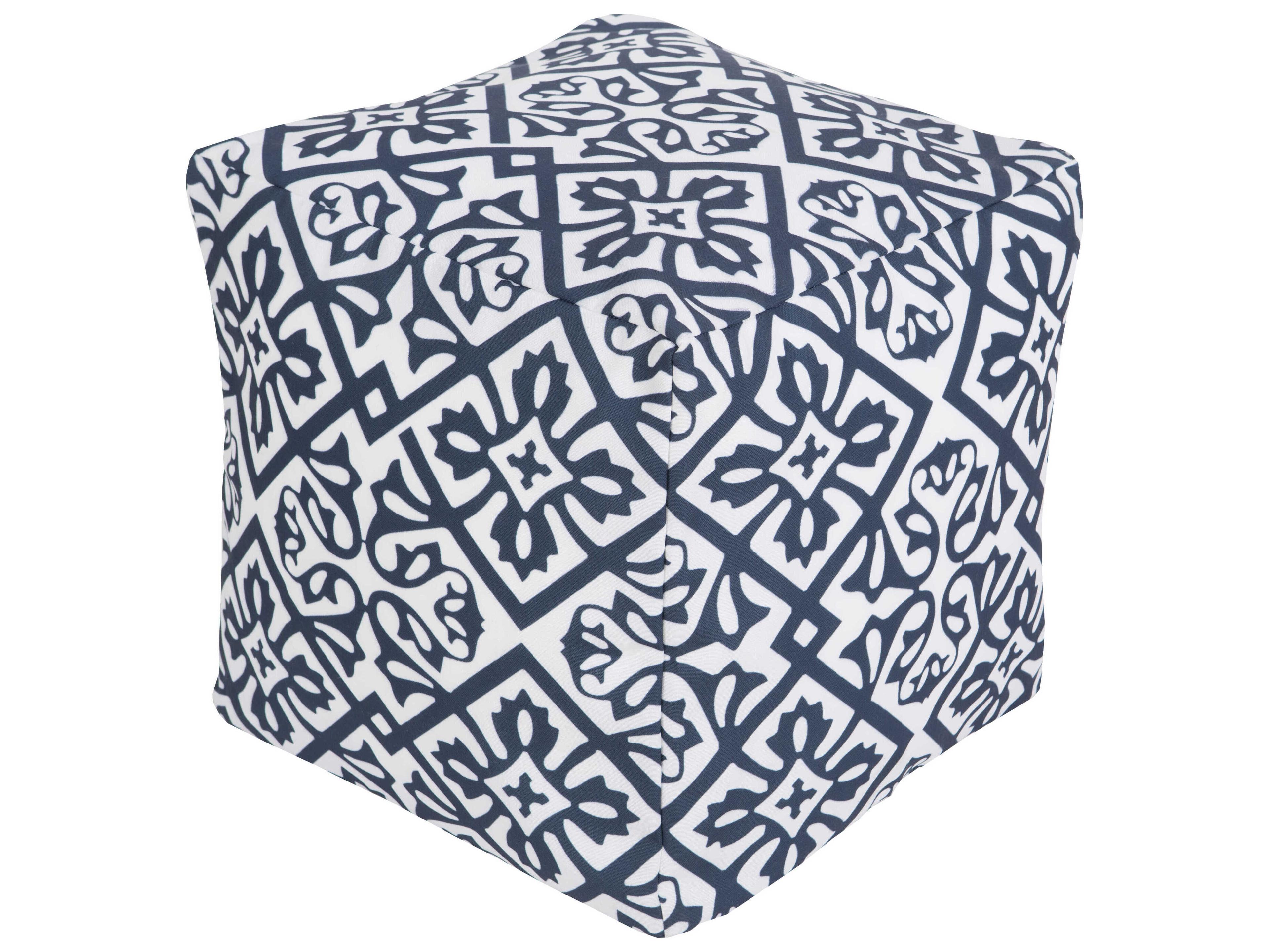 Livabliss by Surya Rain Navy Blush Blue Upholstered Pouf