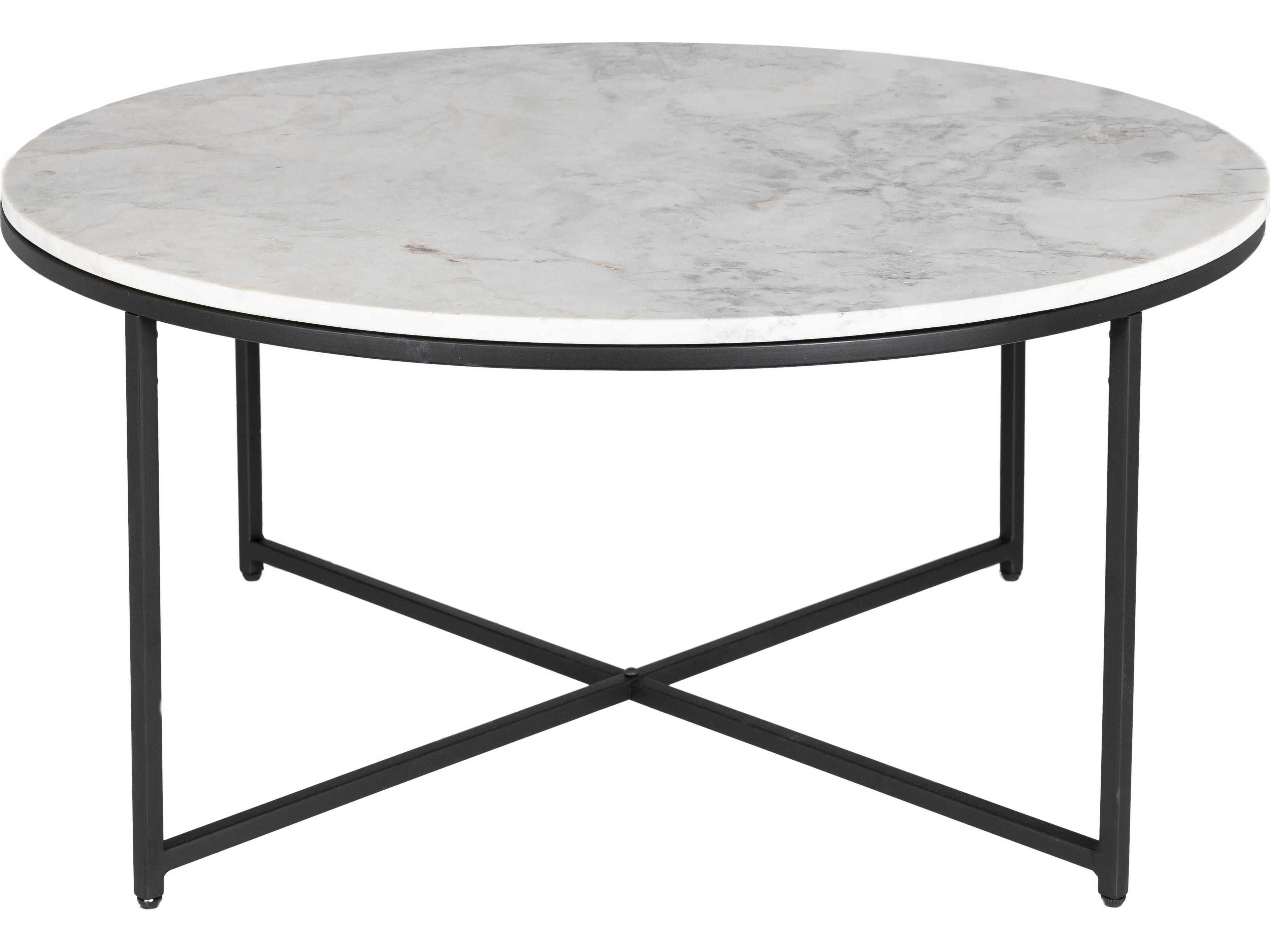 Livabliss by Surya Anastasia Round Marble White Black Coffee Table