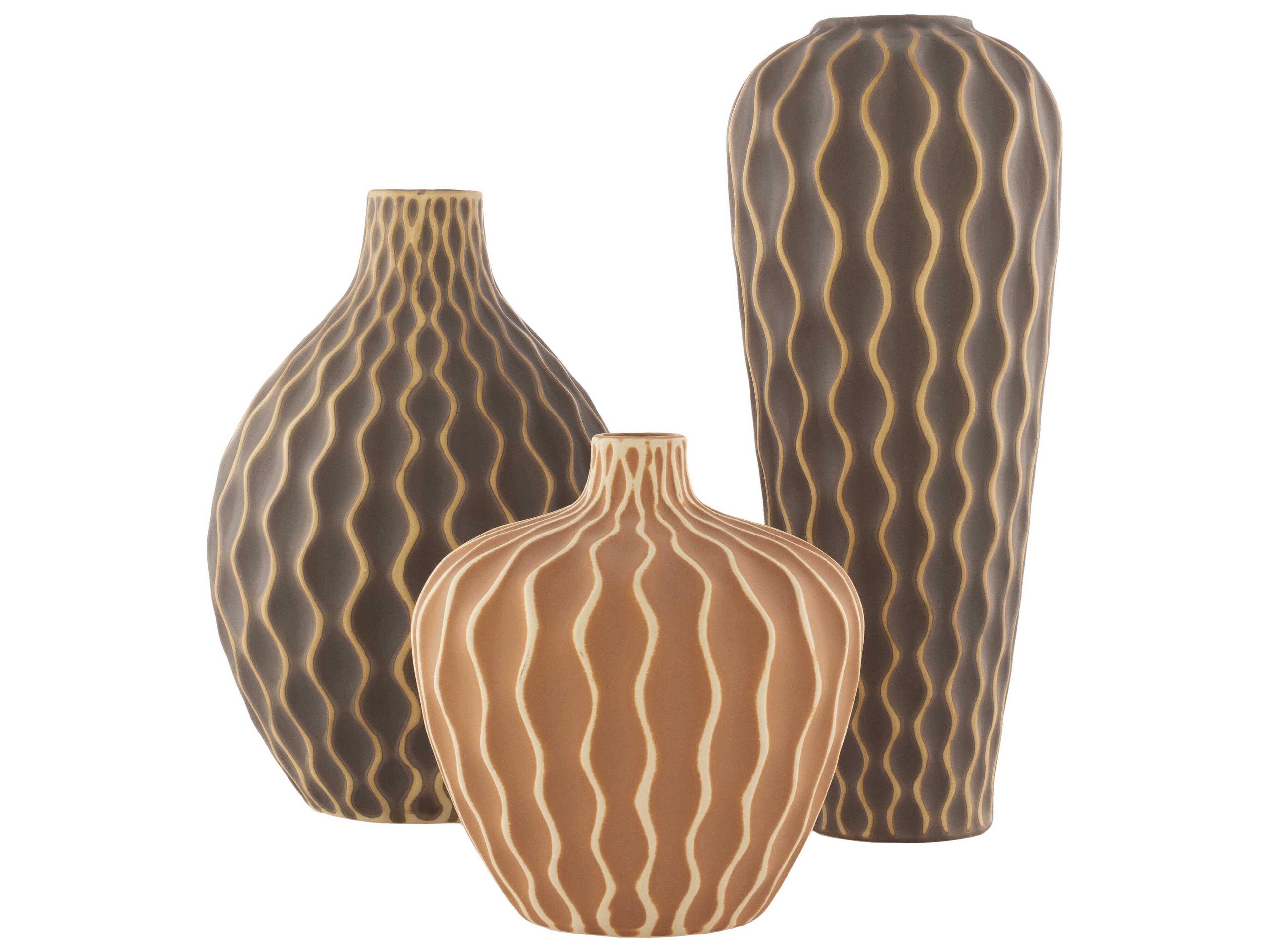 Livabliss by Surya Waves Beige Vase (Set of 3)