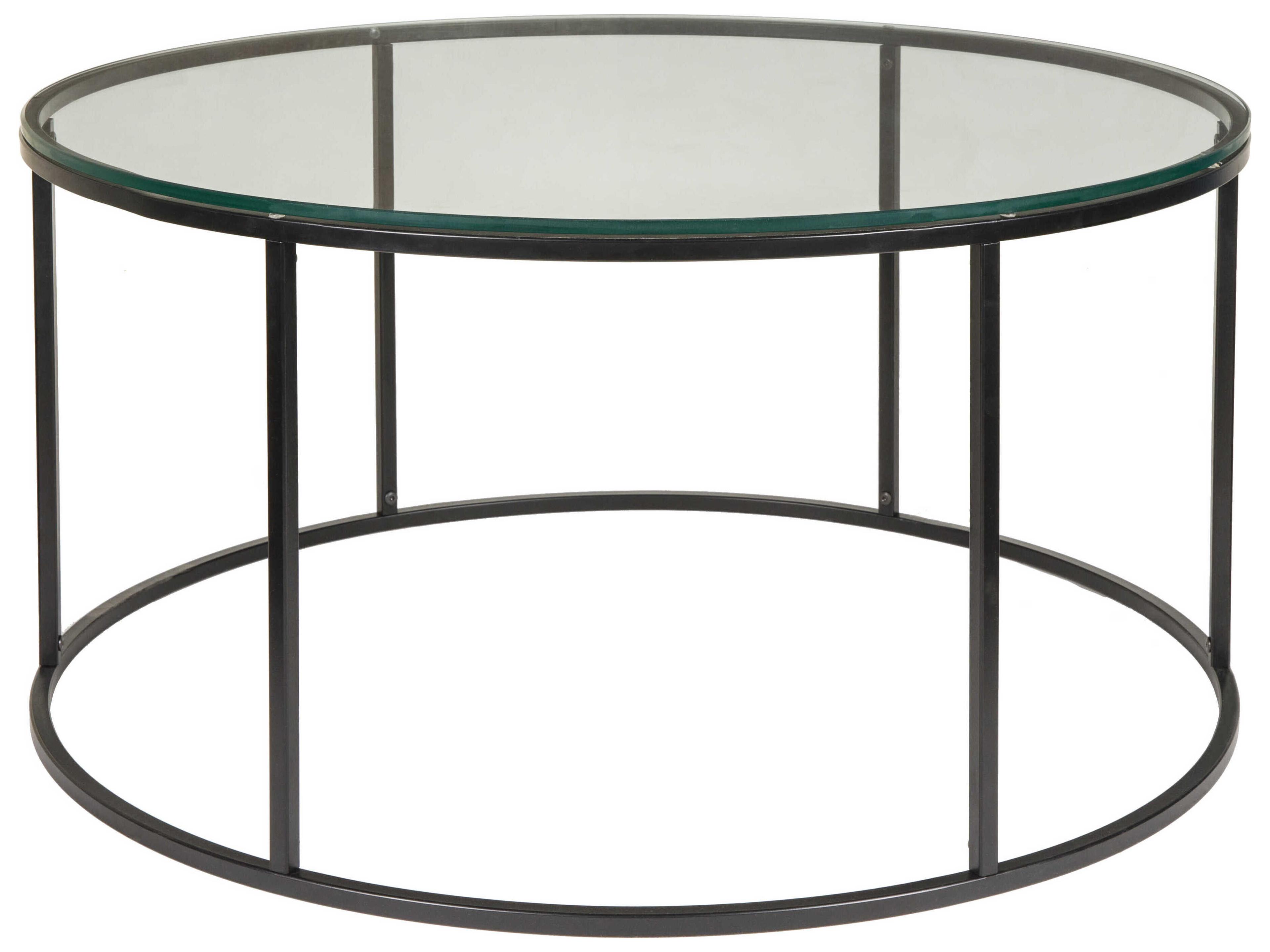 Livabliss by Surya Aryaa Round Glass Clear Black Coffee Table