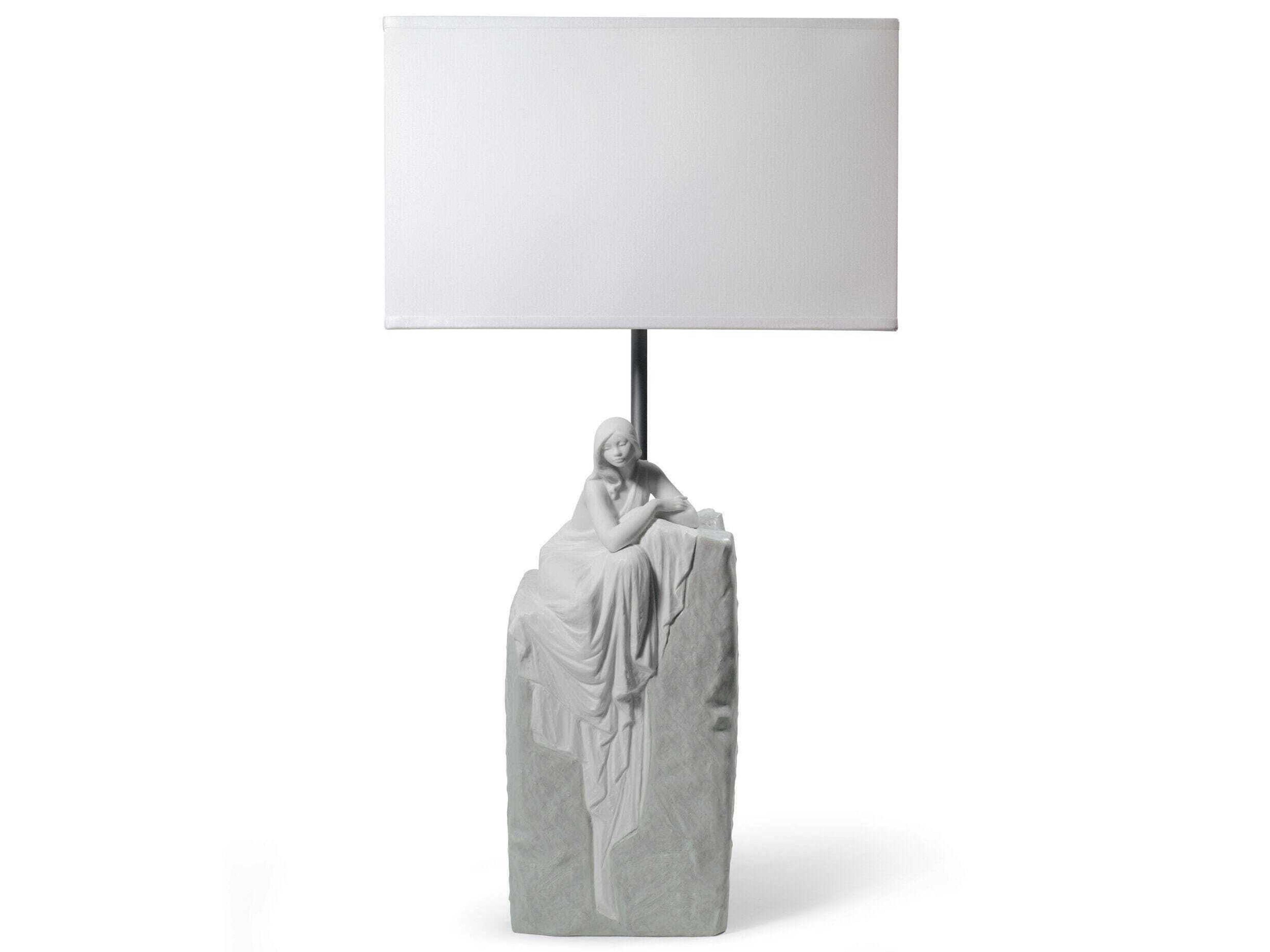 Lladro Meditating Woman-I Gray Table Lamp