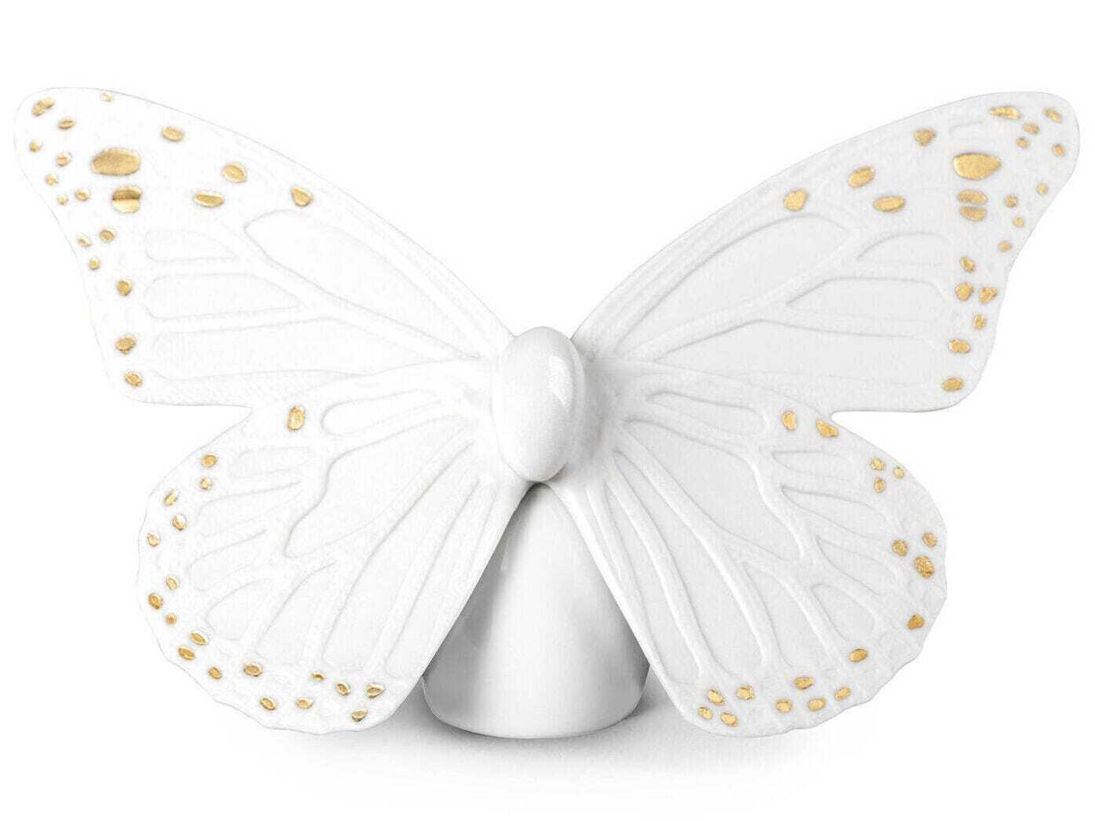 Golden Luster White Butterfly Figurine