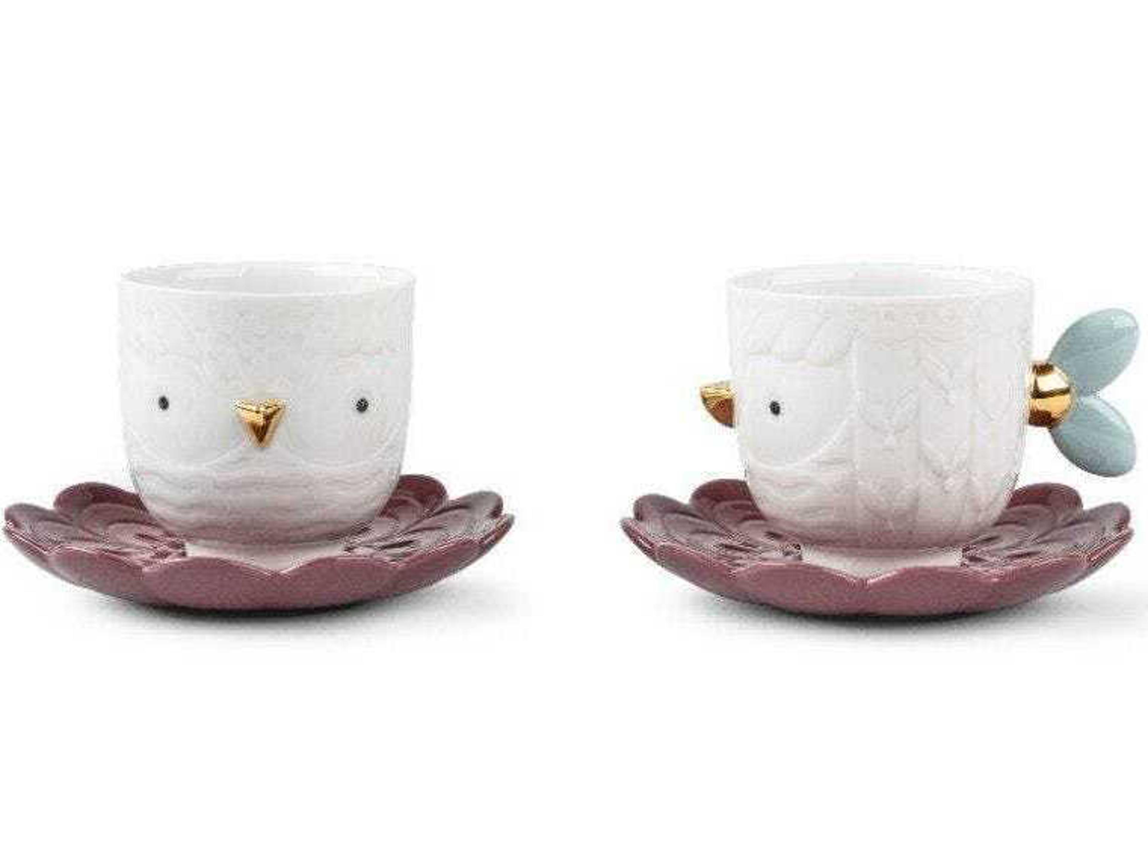 Lladro Kawki Cups and Saucers Set of 2