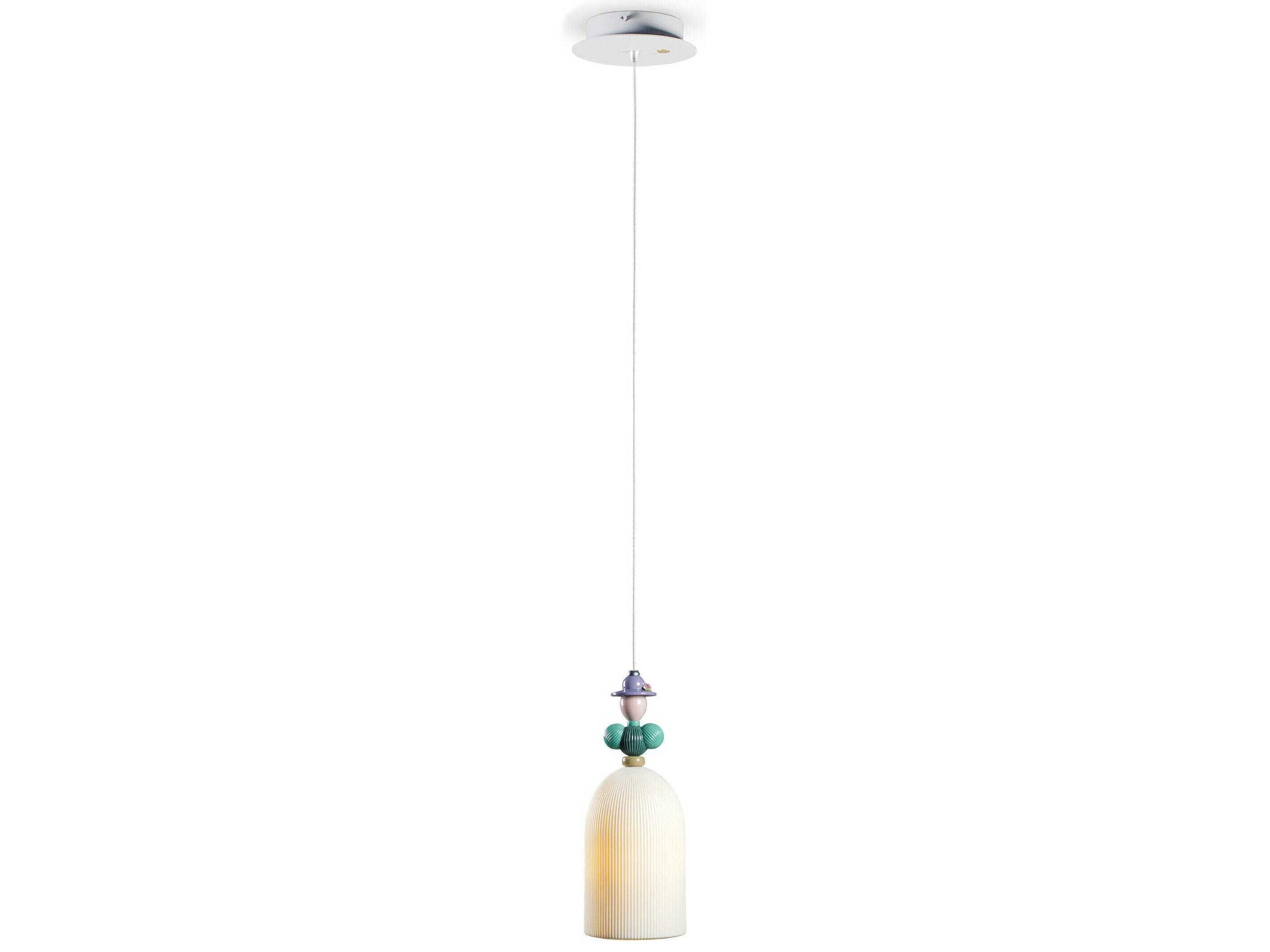 Lladro Mademoiselle Beatrice 1-Light White Cylinder Mini Pendant
