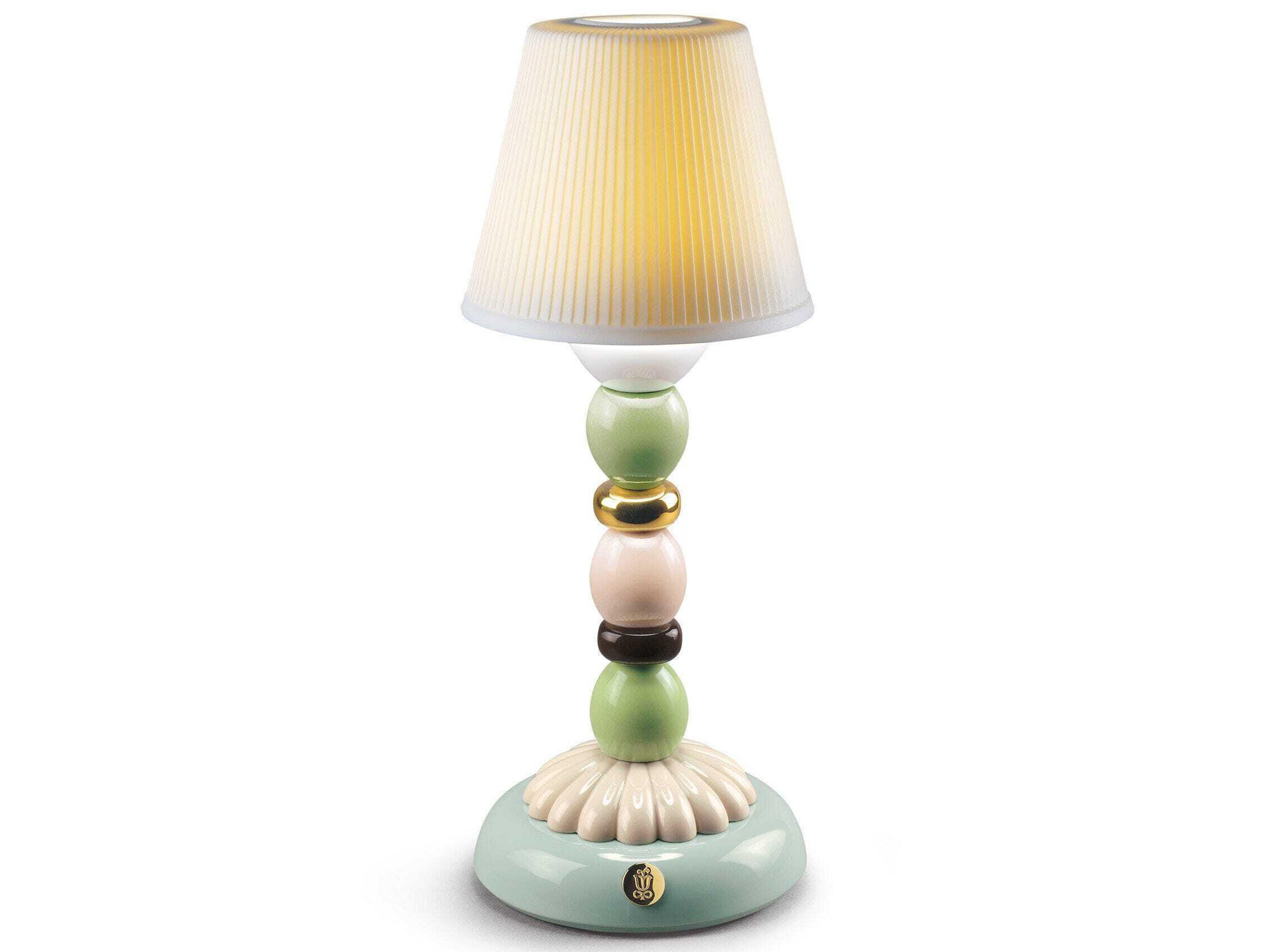 Lladro Palm Firefly Golden Fall Green Table Lamp