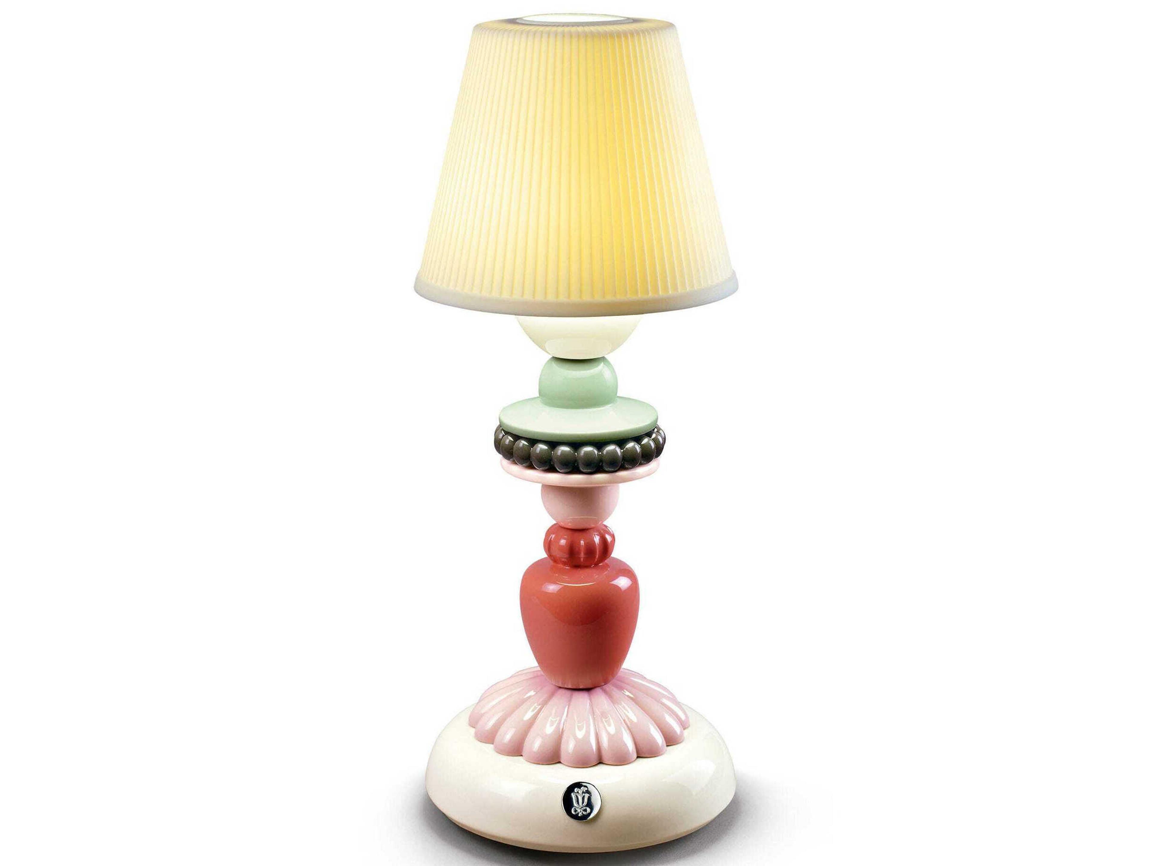 Lladro Sunflower Firefly Ivory Pink Table Lamp