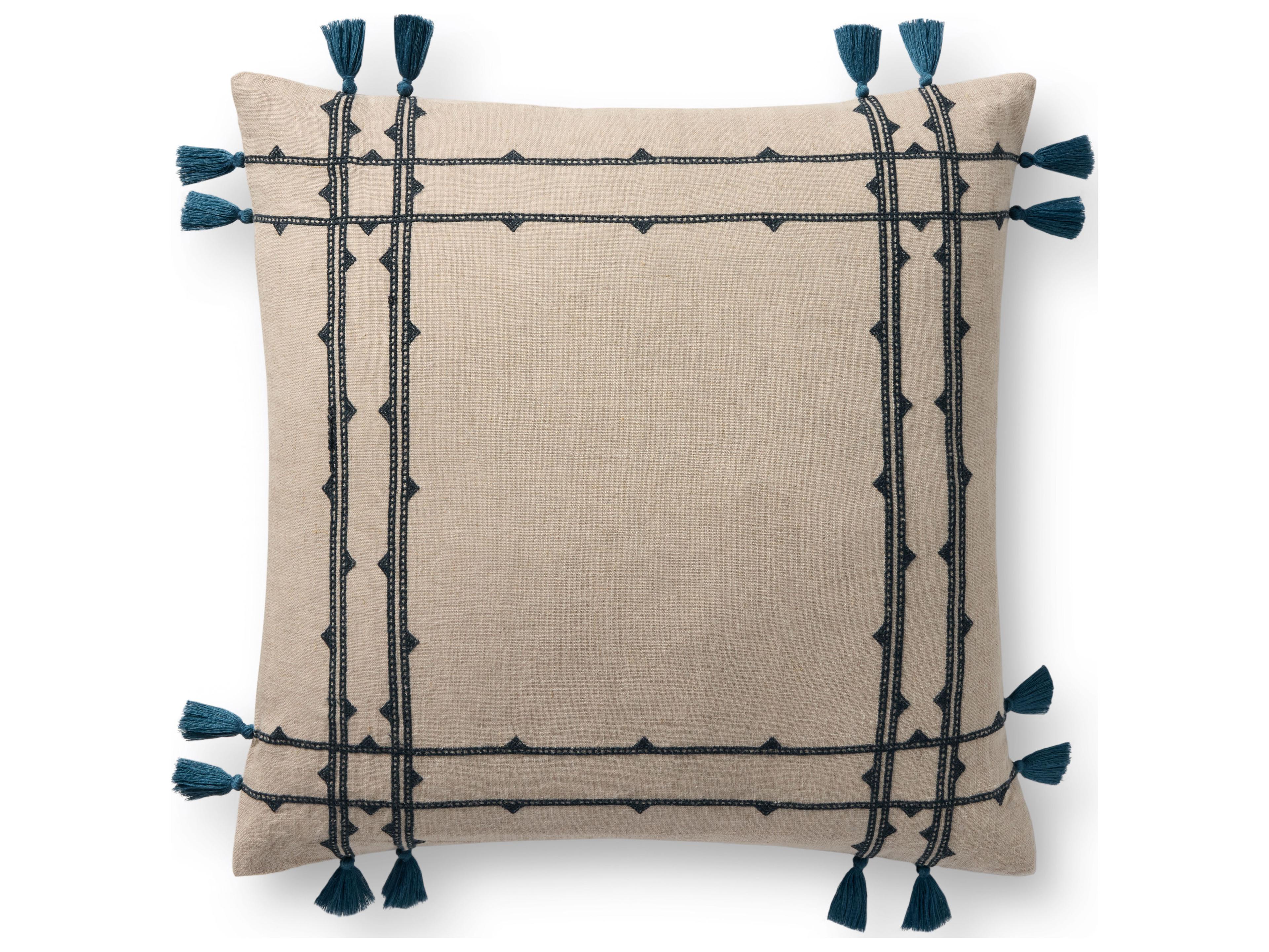 Loloi Rugs Natural Blue Pillow