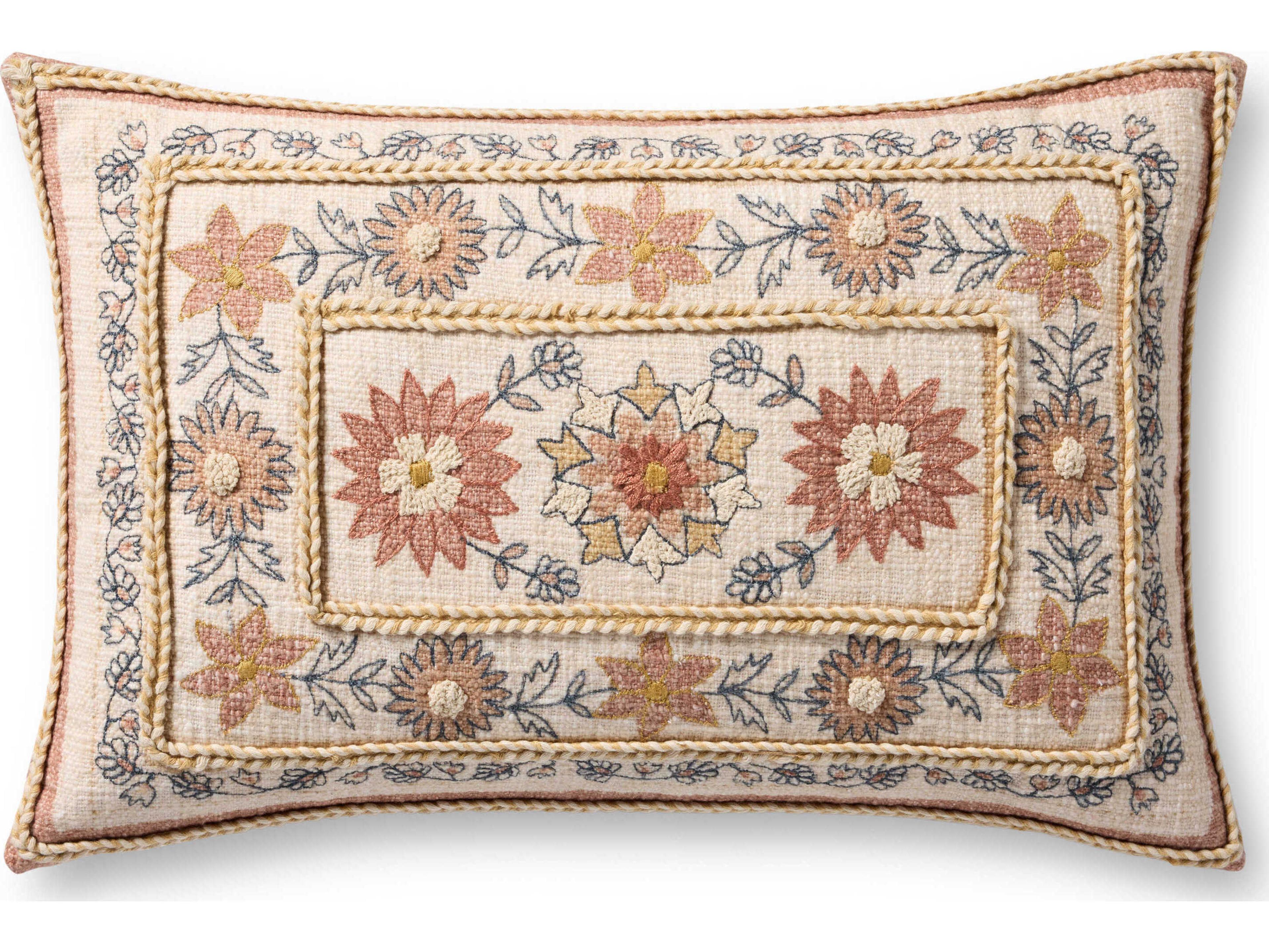 Loloi Rugs Red Multicolored 21" x 13" Pillow