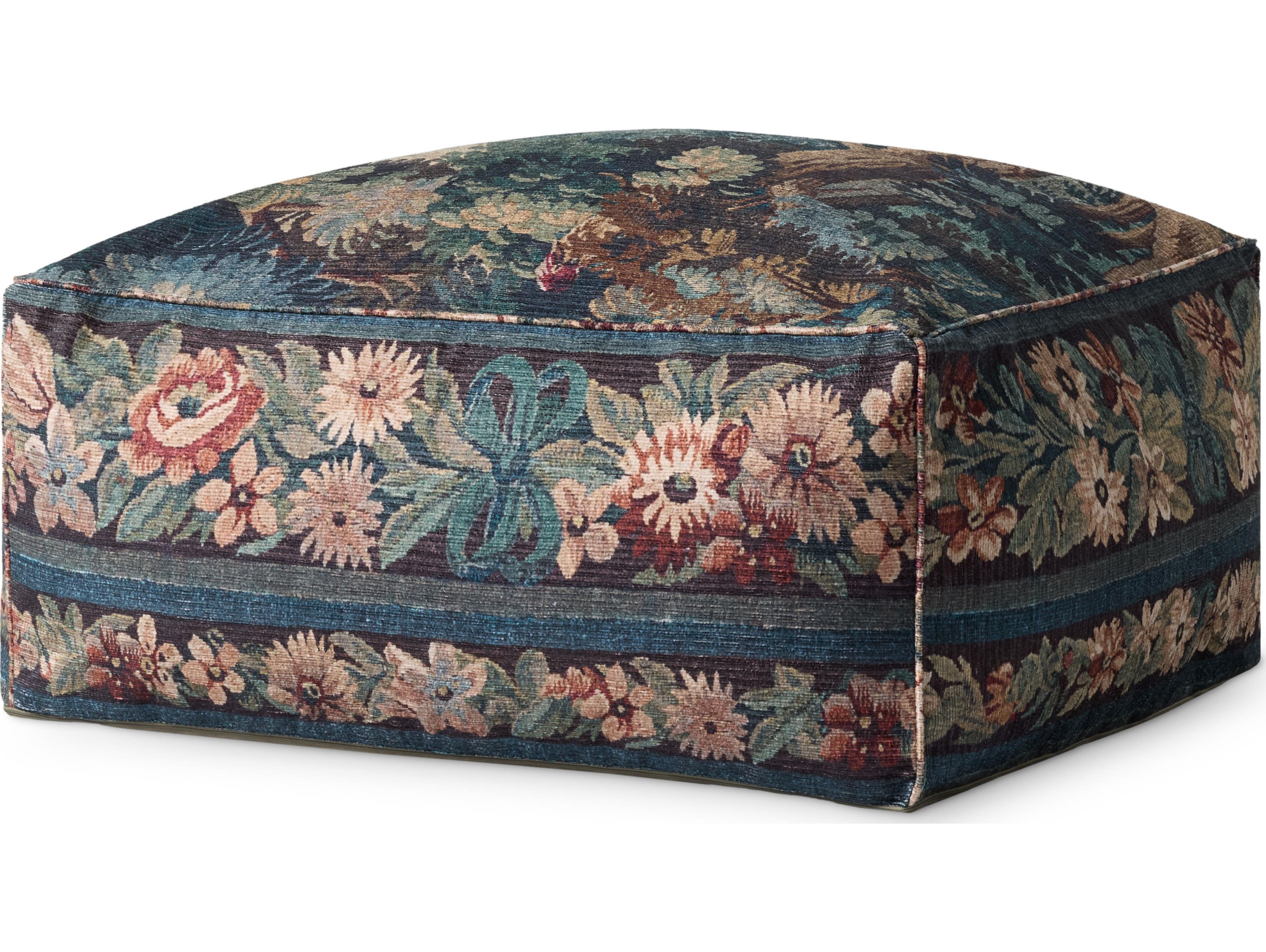 Loloi Rugs Blue Multi Upholstered Pouf
