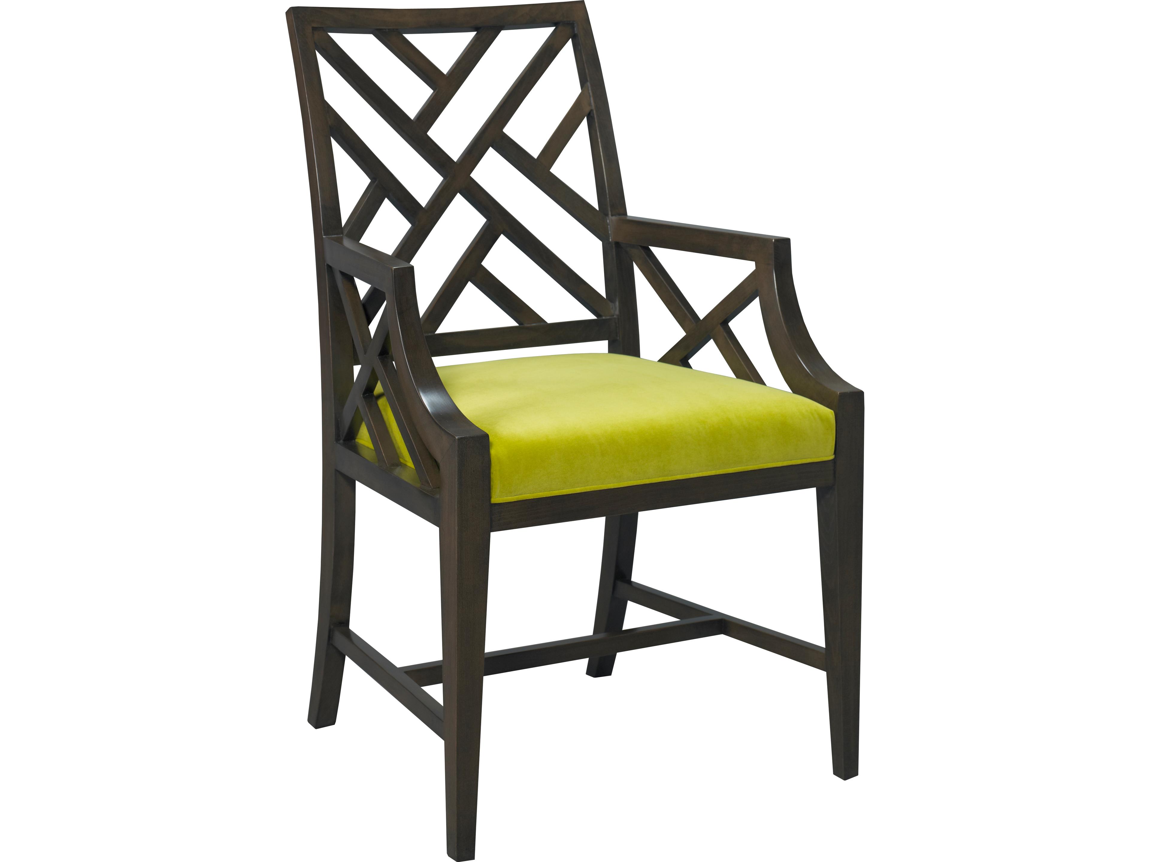 Lillian August Upholstery Glenn Walnut Wood Brown Upholstered Arm Dining Chair