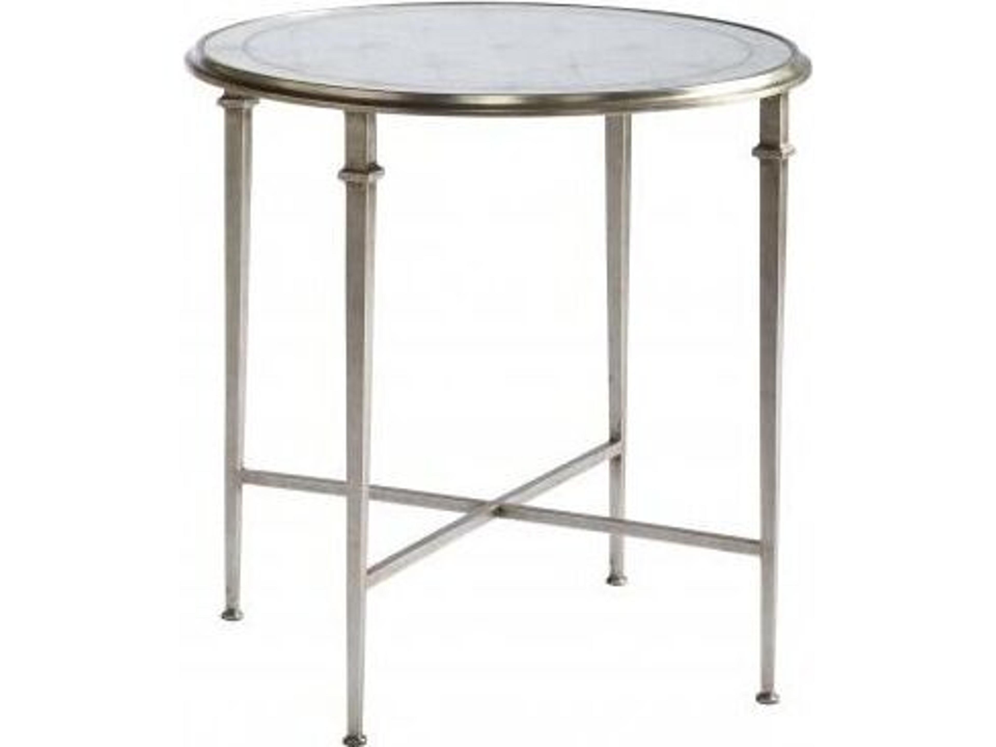 Lillian August Classics Barlow Round Aged Silver Leaf Eglomise End Table