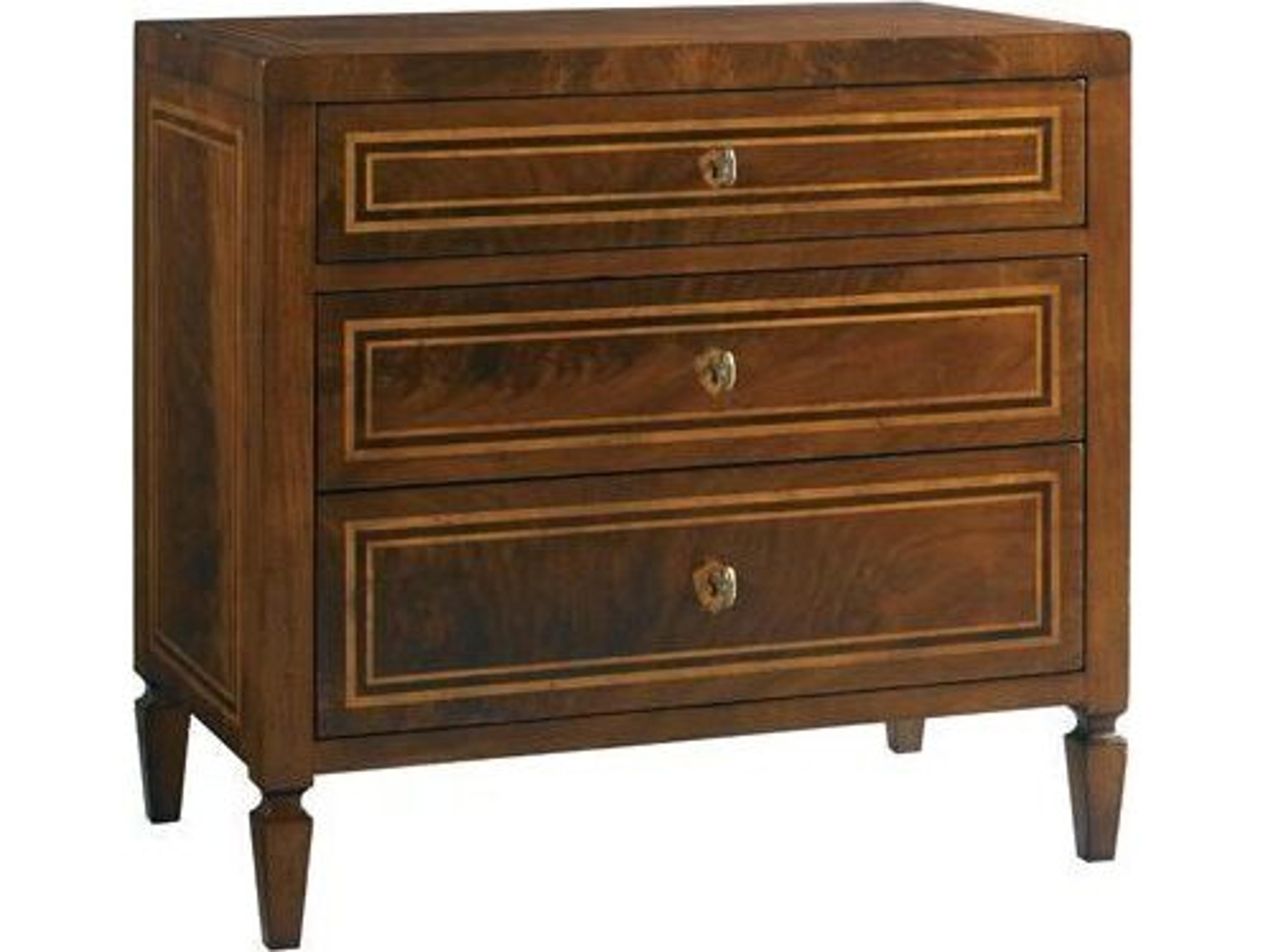 Lillian August Classics Basel 3-Drawers Brown Walnut Wood Nightstand