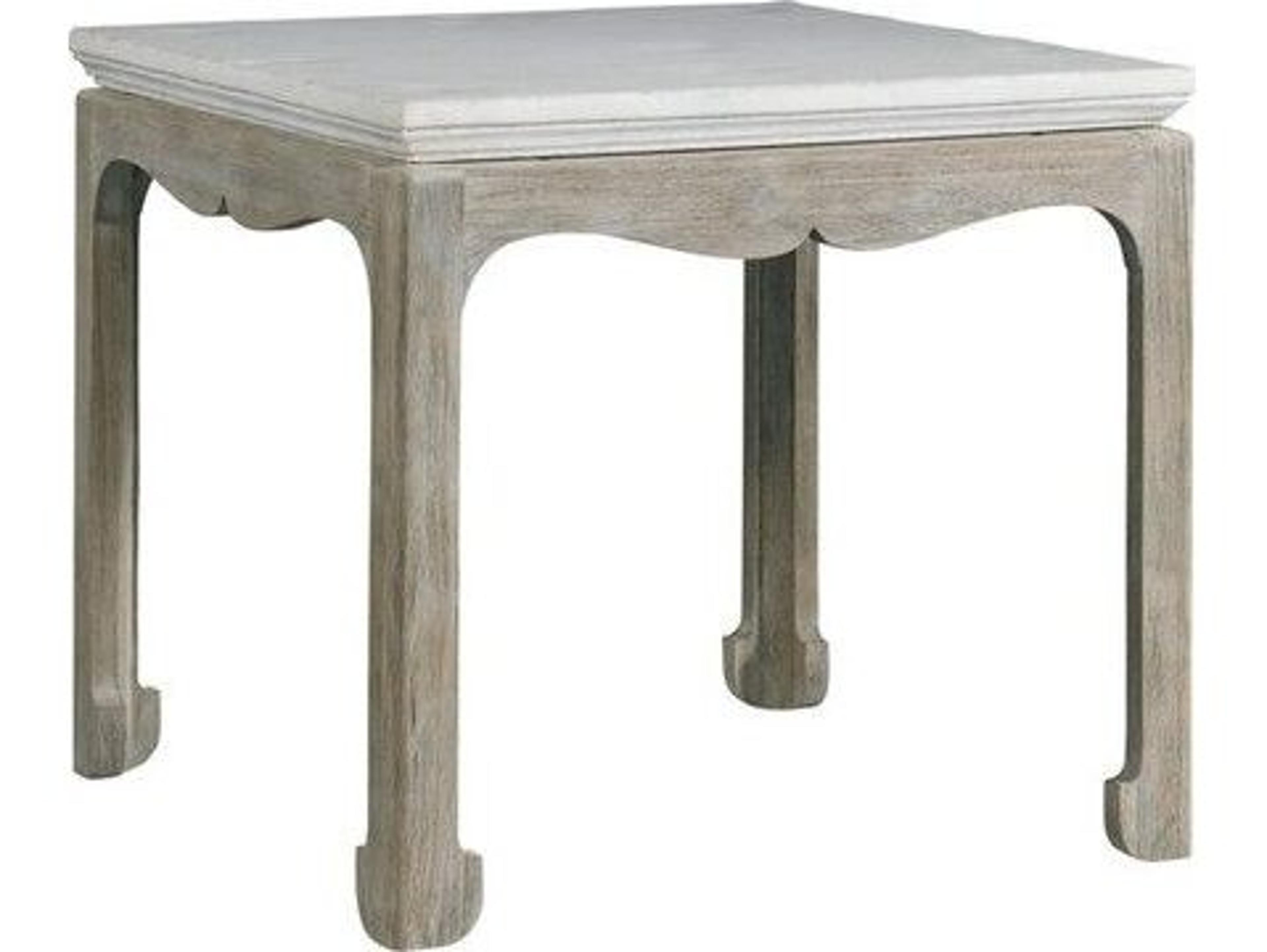 Lillian August Antiquaire Remy Square White Stone Weathered Wood End Table