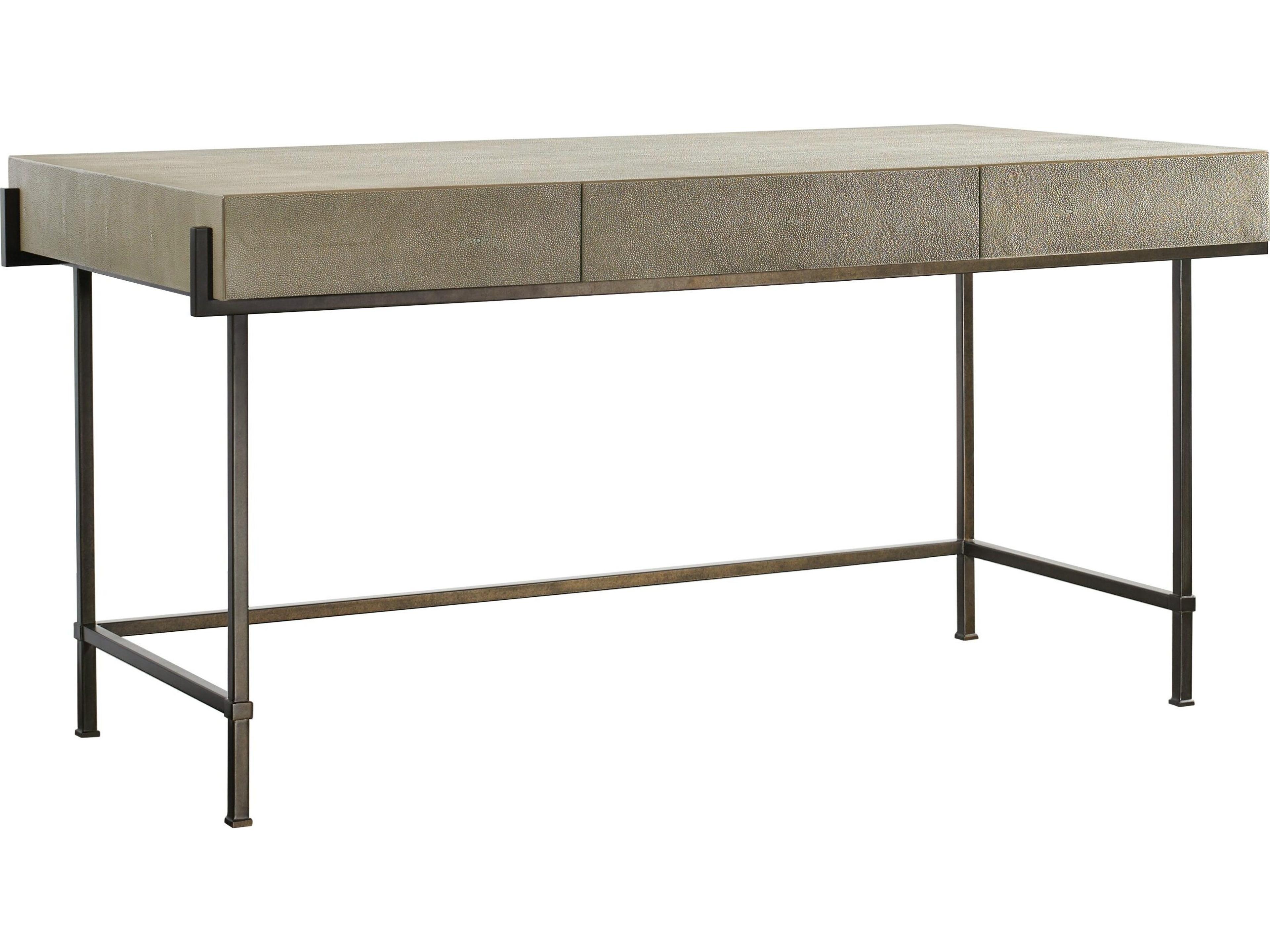 Lillian August Modern Archives Simone Taupe Shagreen Bronze Gray Secretary Desk