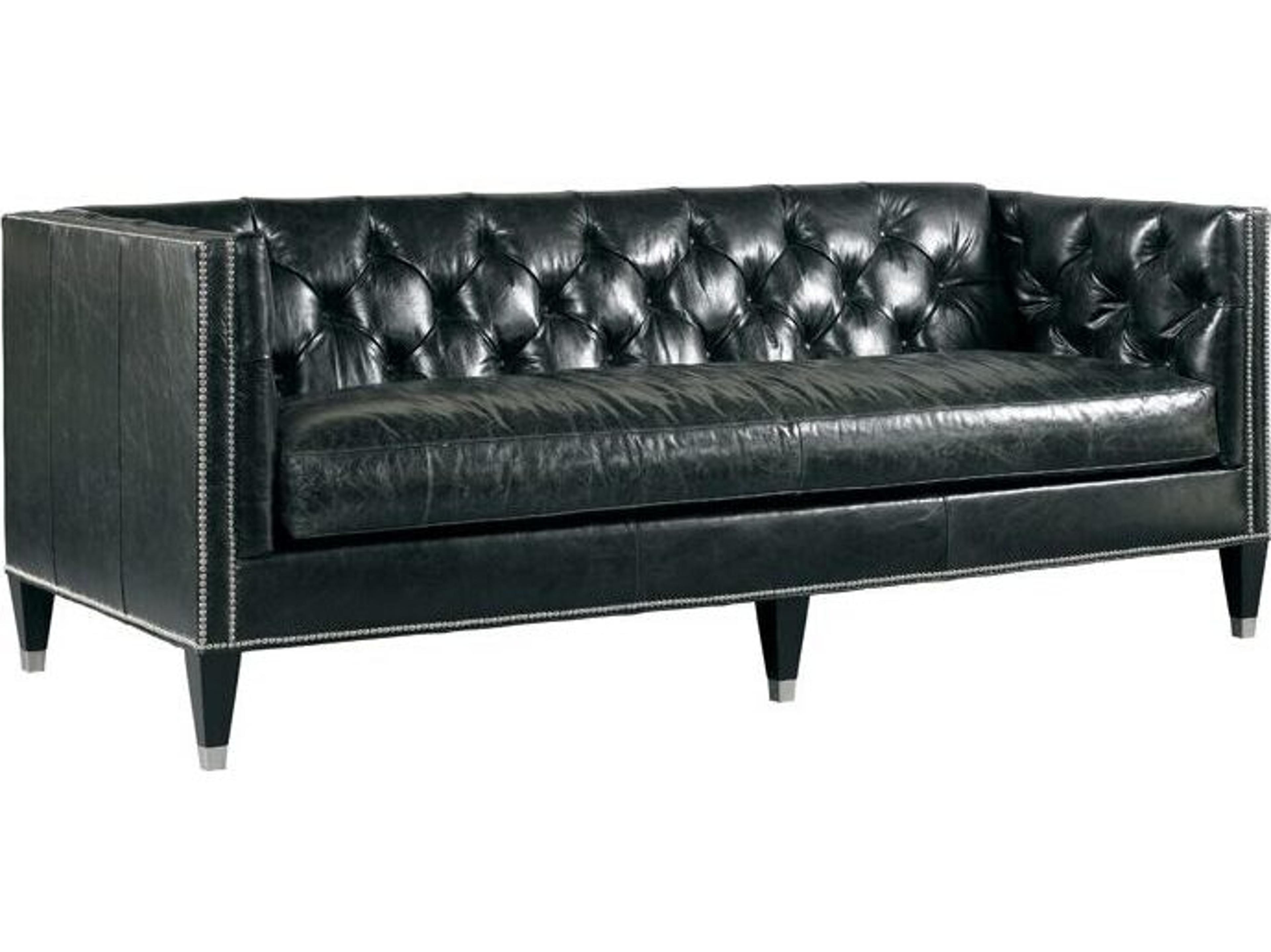 Lillian August Upholstery Gorran Coal Black Leather Sofa