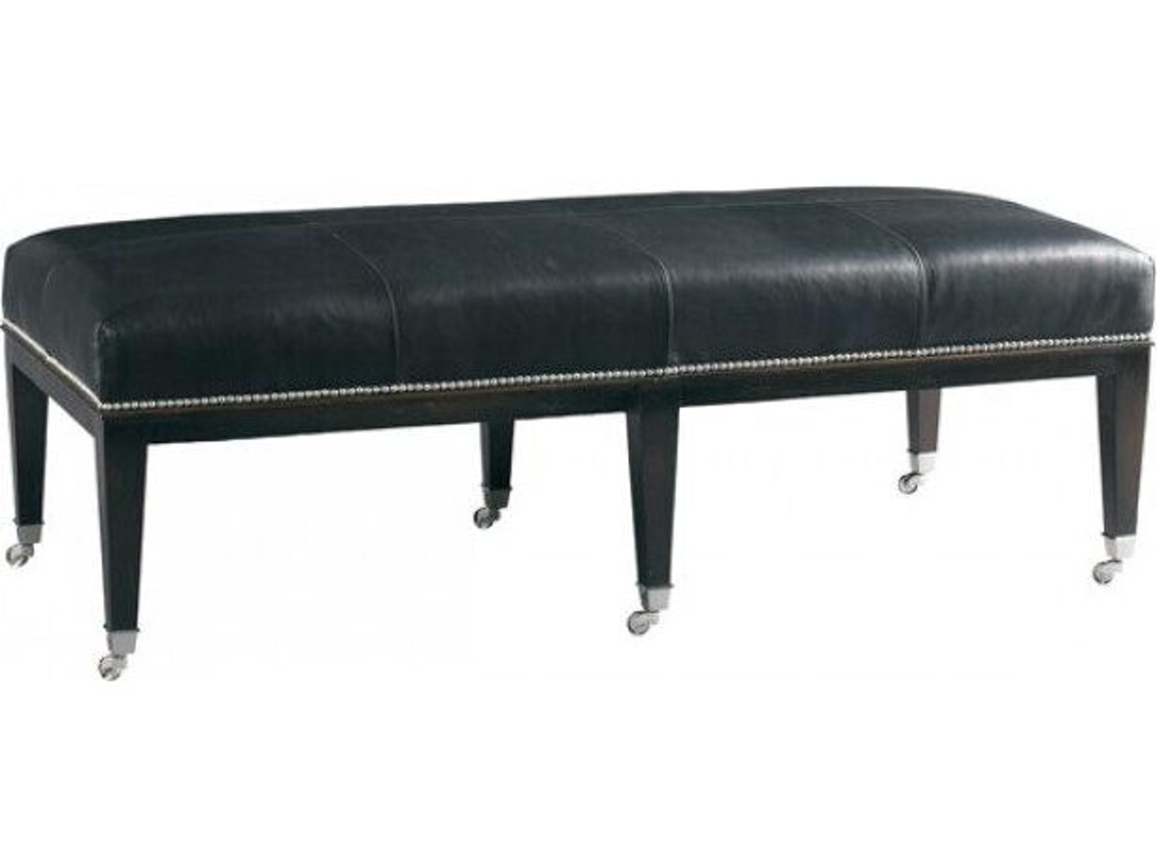 Lillian August Upholstery Cheshire Black Tudor Leather Accent Bench