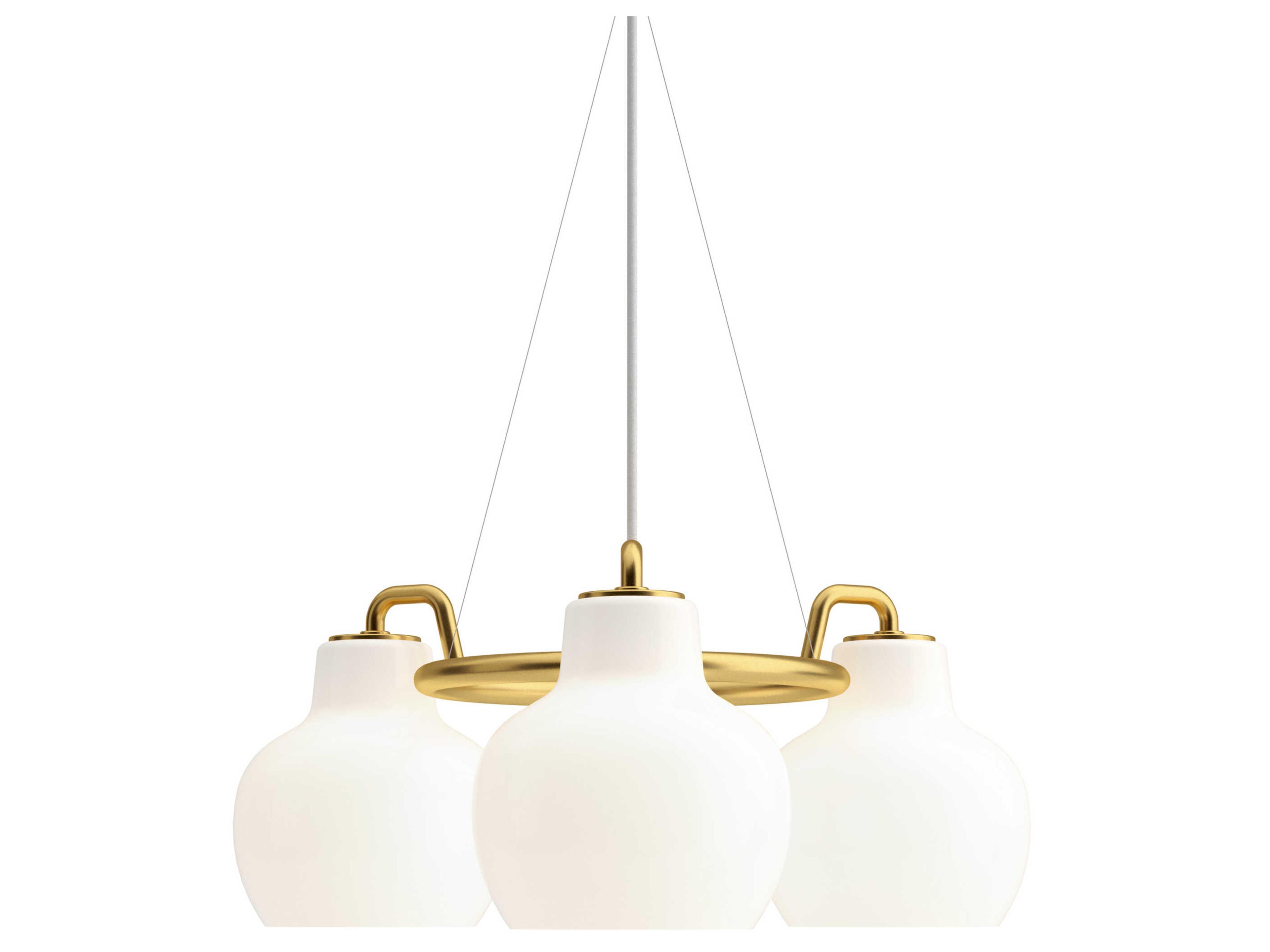 Louis Poulsen VL Ring Crown 3-Light Polished Brass White Chandelier