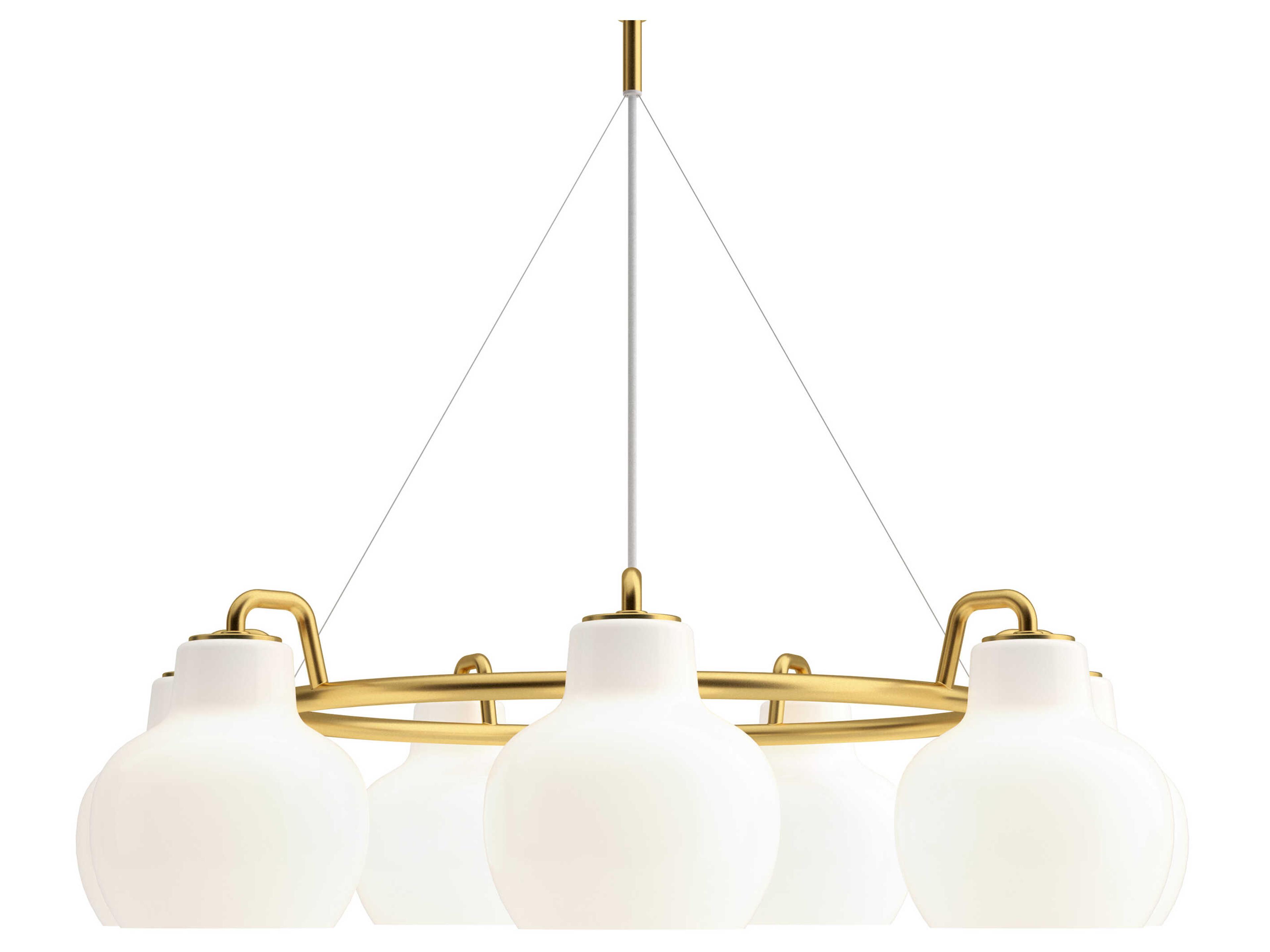 Louis Poulsen VL Ring Crown 7-Light Polished Brass White Chandelier