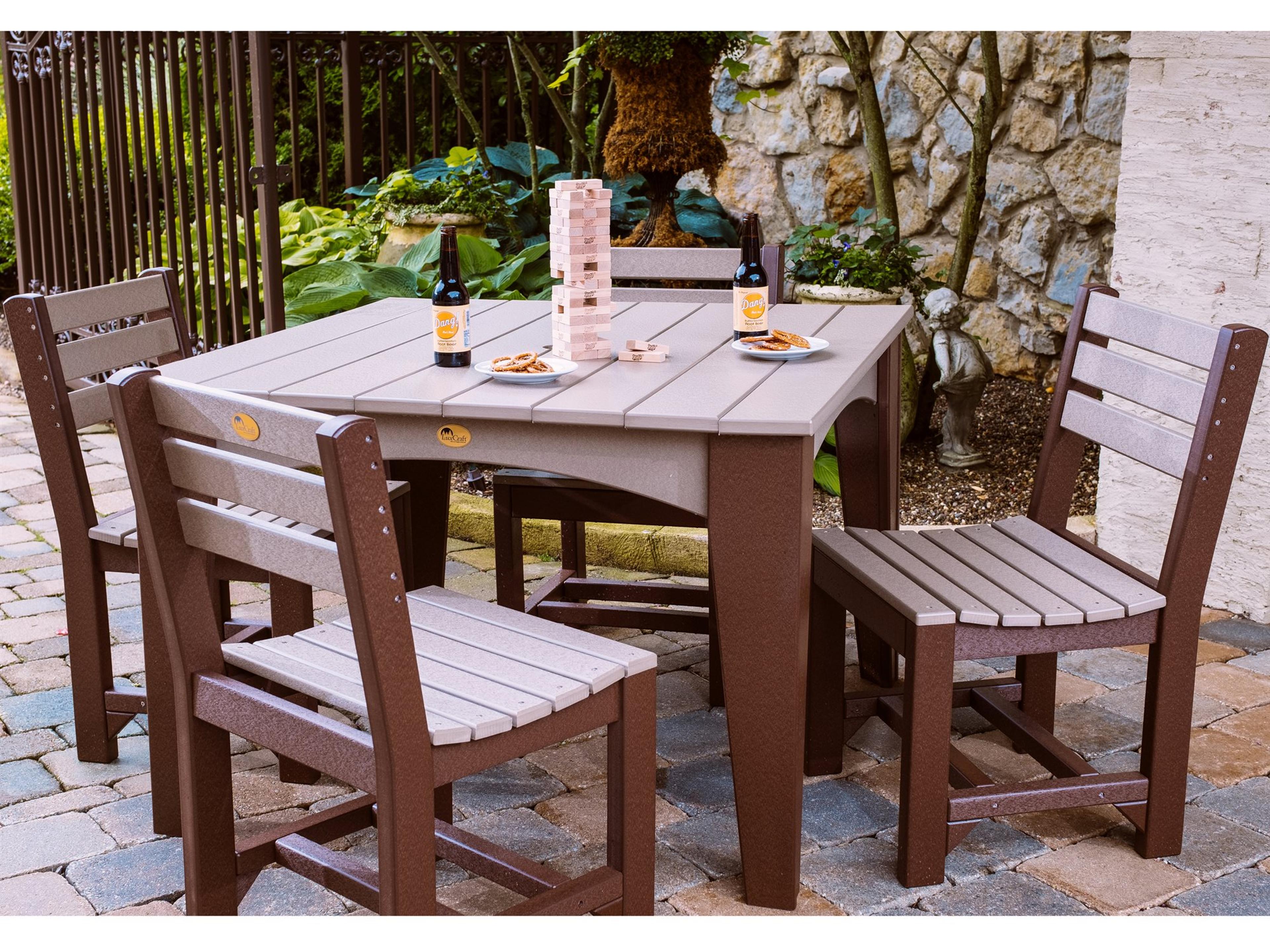LuxCraft Recycled Plastic Island Table Outdoor Dining Set