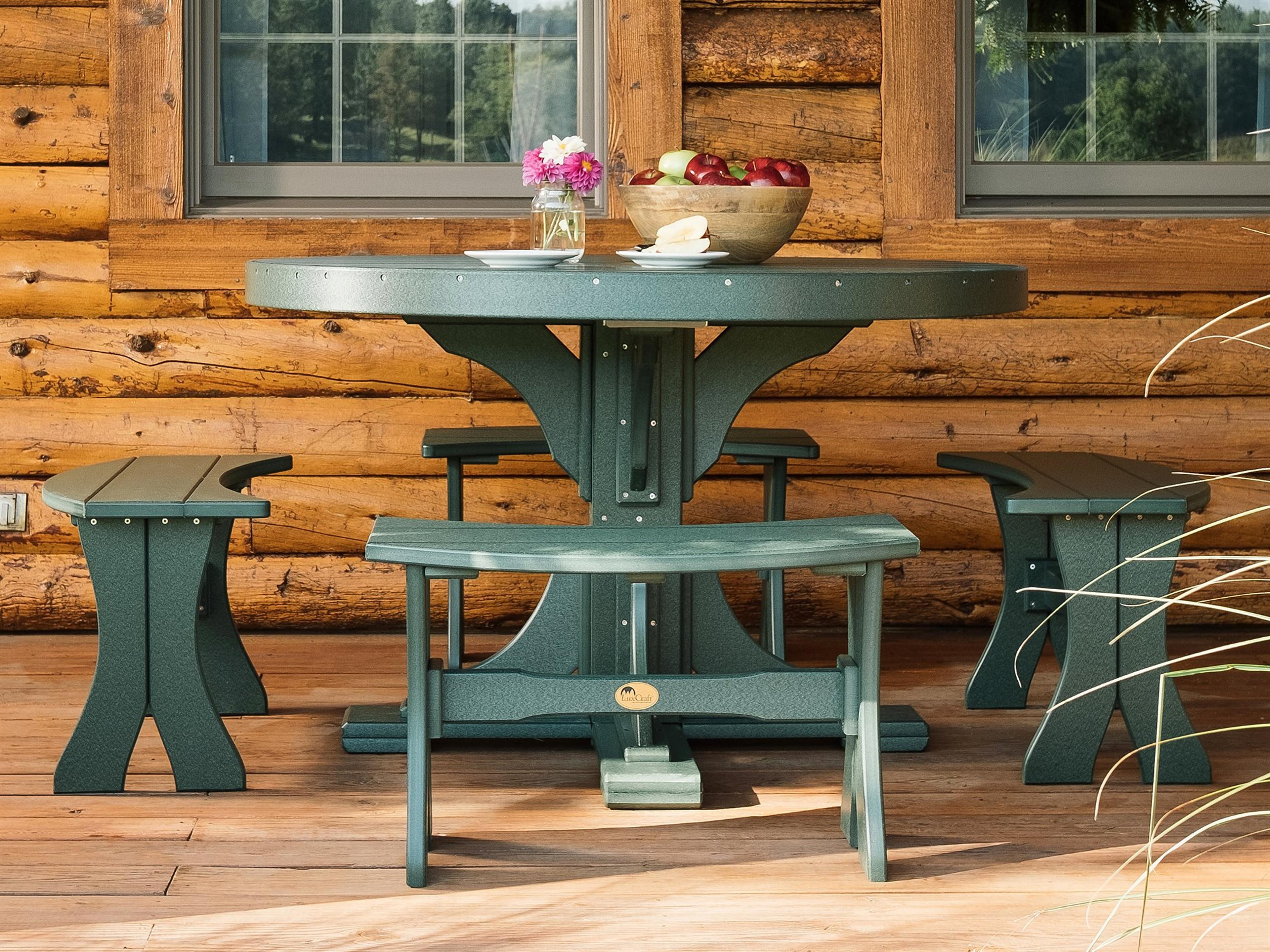 LuxCraft Recycled Plastic Poly 4' Round Table Patio Dining Set