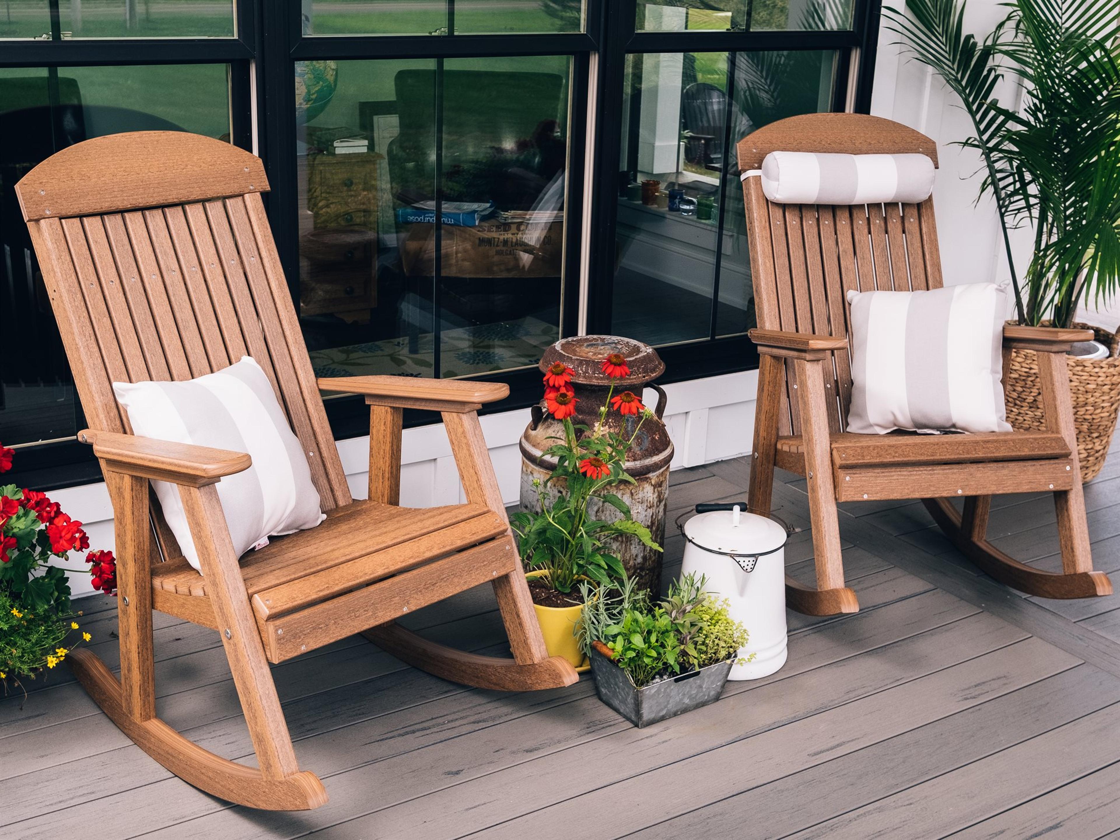 LuxCraft Recycled Plastic Poly Porch Rocker Outdoor Patio Lounge Set