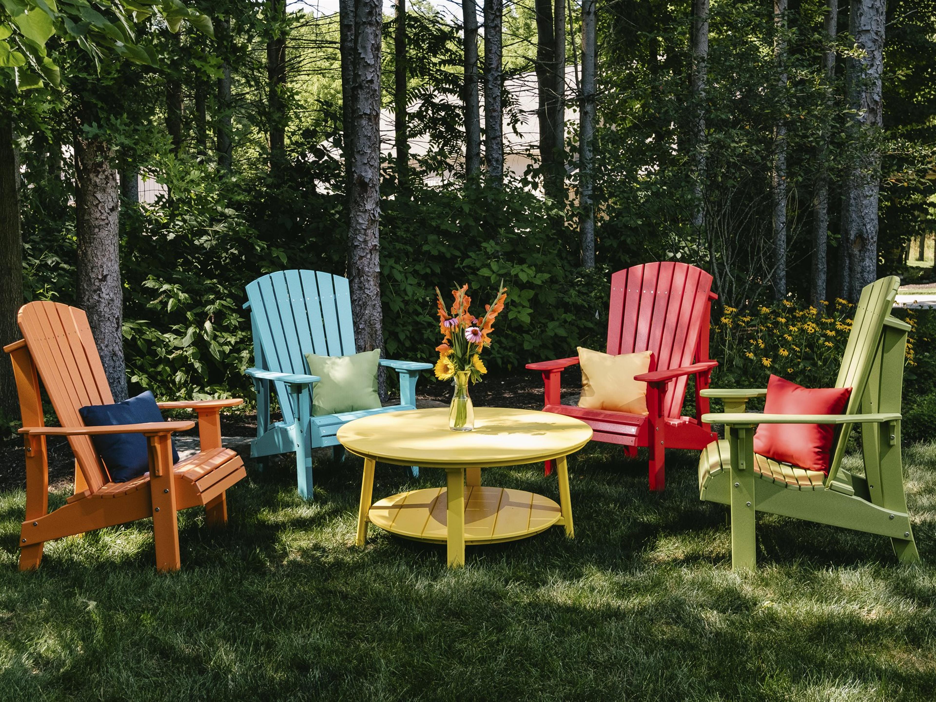 LuxCraft Recycled Plastic Royal Adirondack Chair Outdoor Lounge Set
