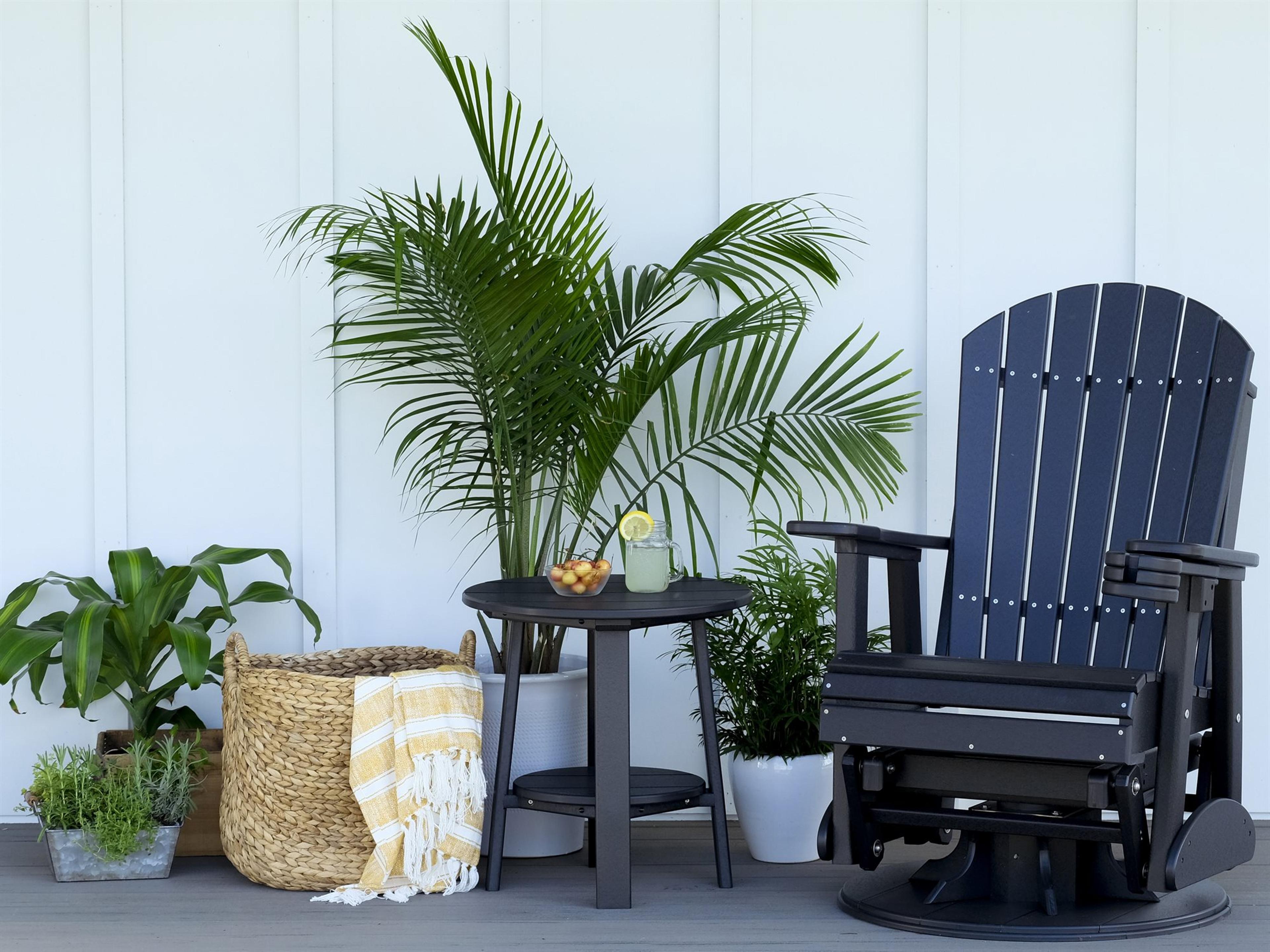 LuxCraft Recycled Plastic Adirondack Poly Glider Patio Lounge Set