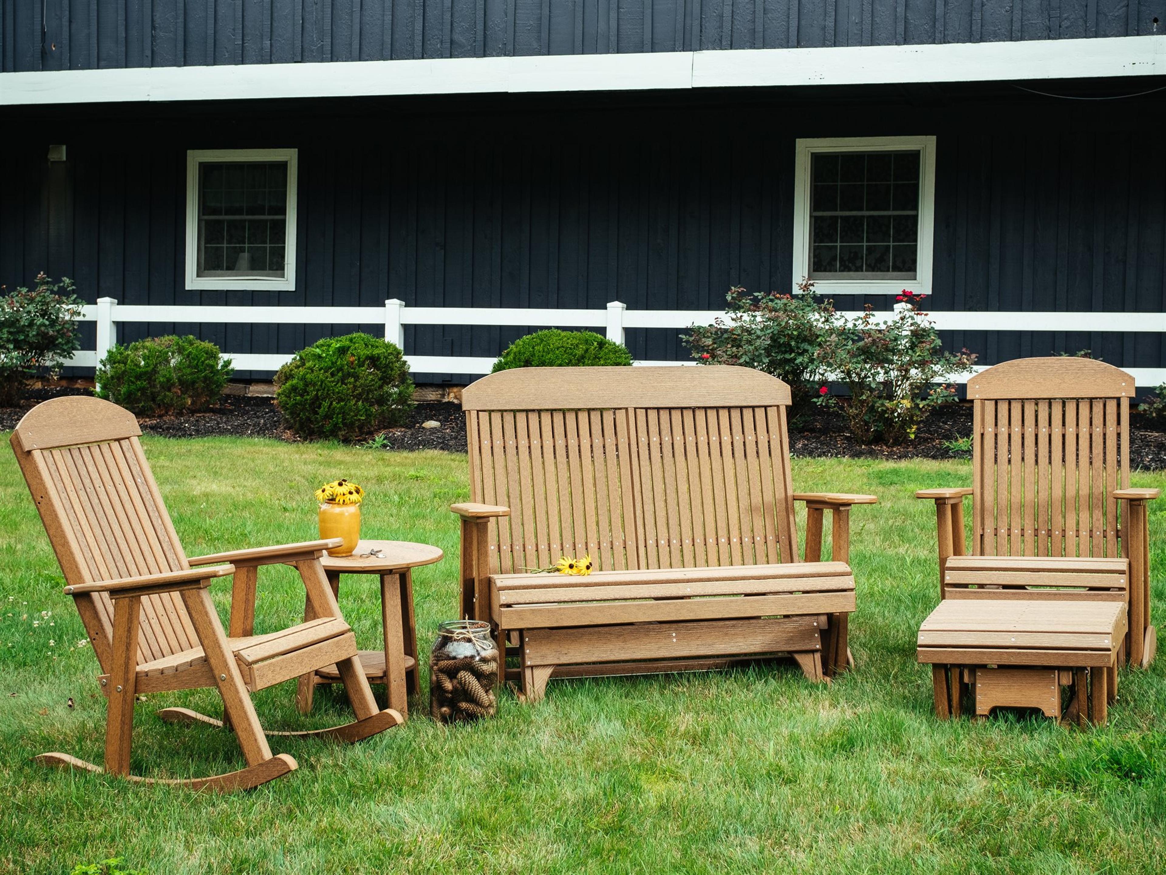 LuxCraft Recycled Plastic Classic Glider Patio Lounge Set