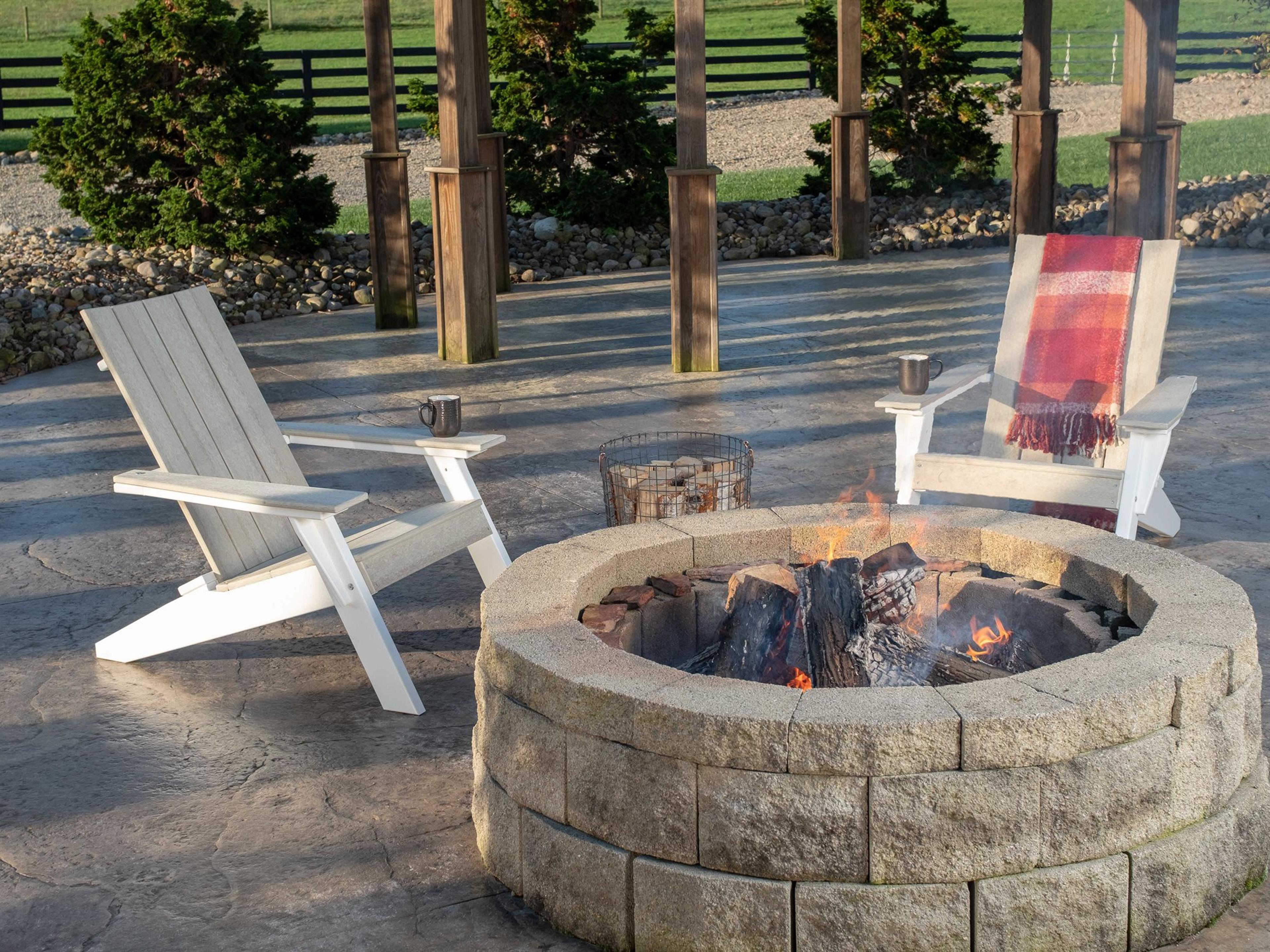 LuxCraft Recycled Plastic Fire Pit Outdoor Lounge Set