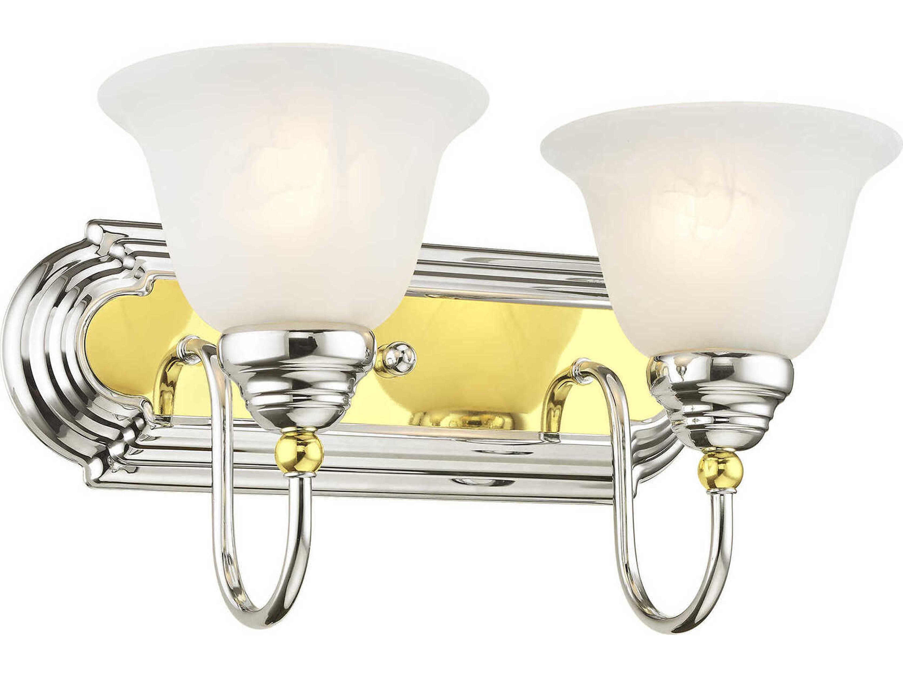 Livex Lighting Belmont 2-Light Polished Chrome Brass Glass Vanity Light