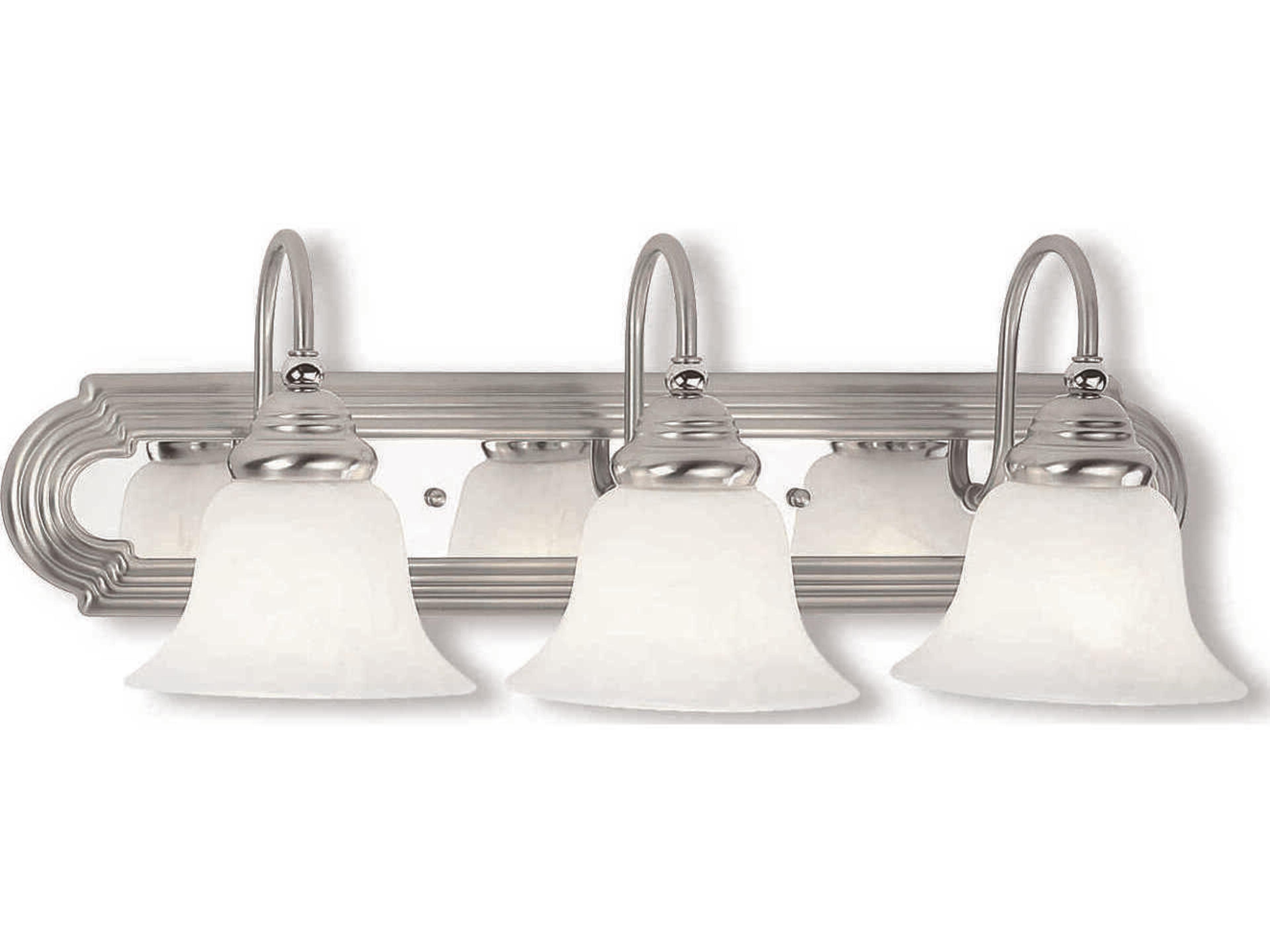 Livex Lighting Belmont 3-Light Brushed Nickel Polished Chrome Glass Vanity Light