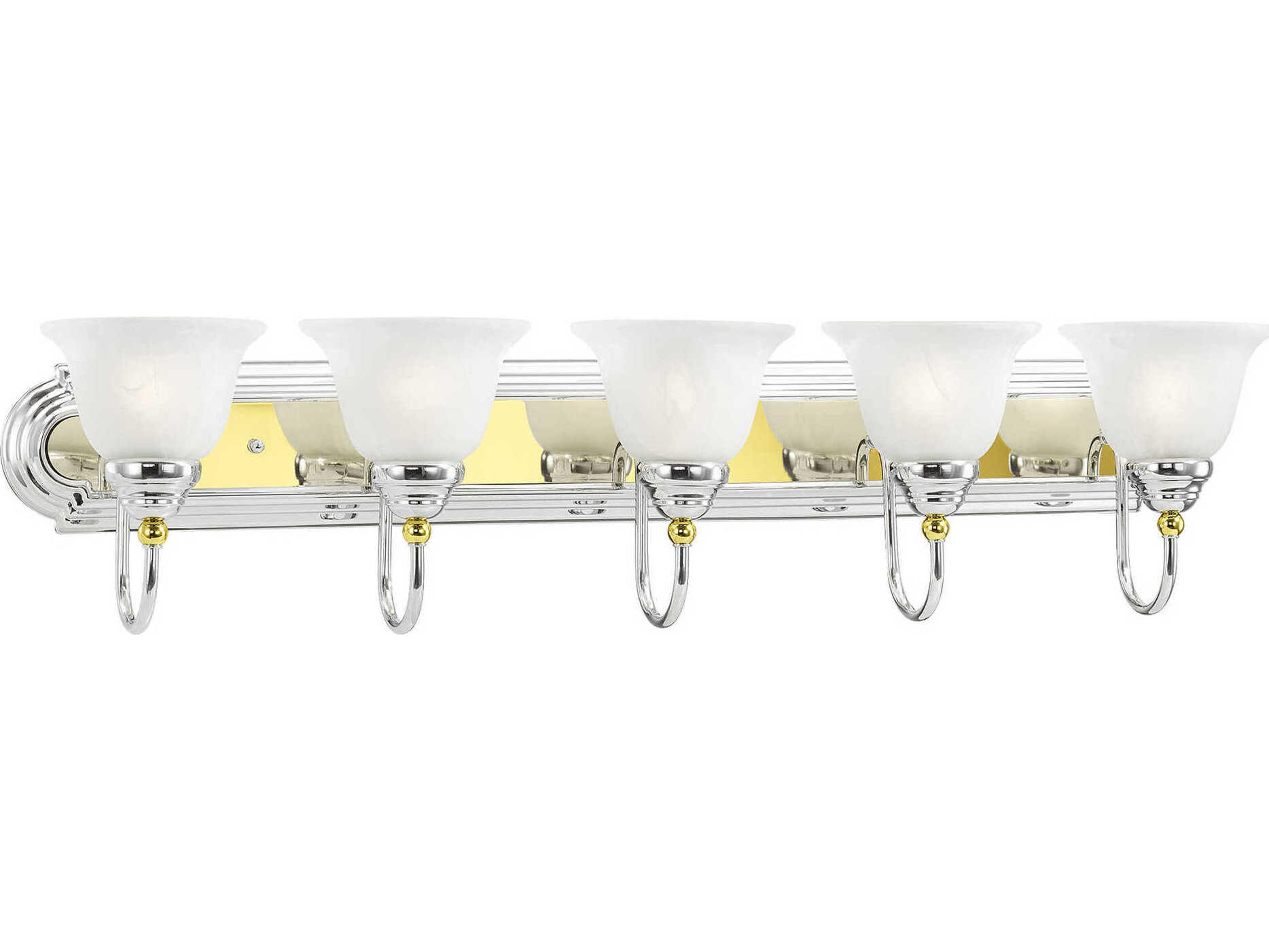 Livex Lighting Belmont 5-Light Polished Chrome Brass Glass Vanity Light