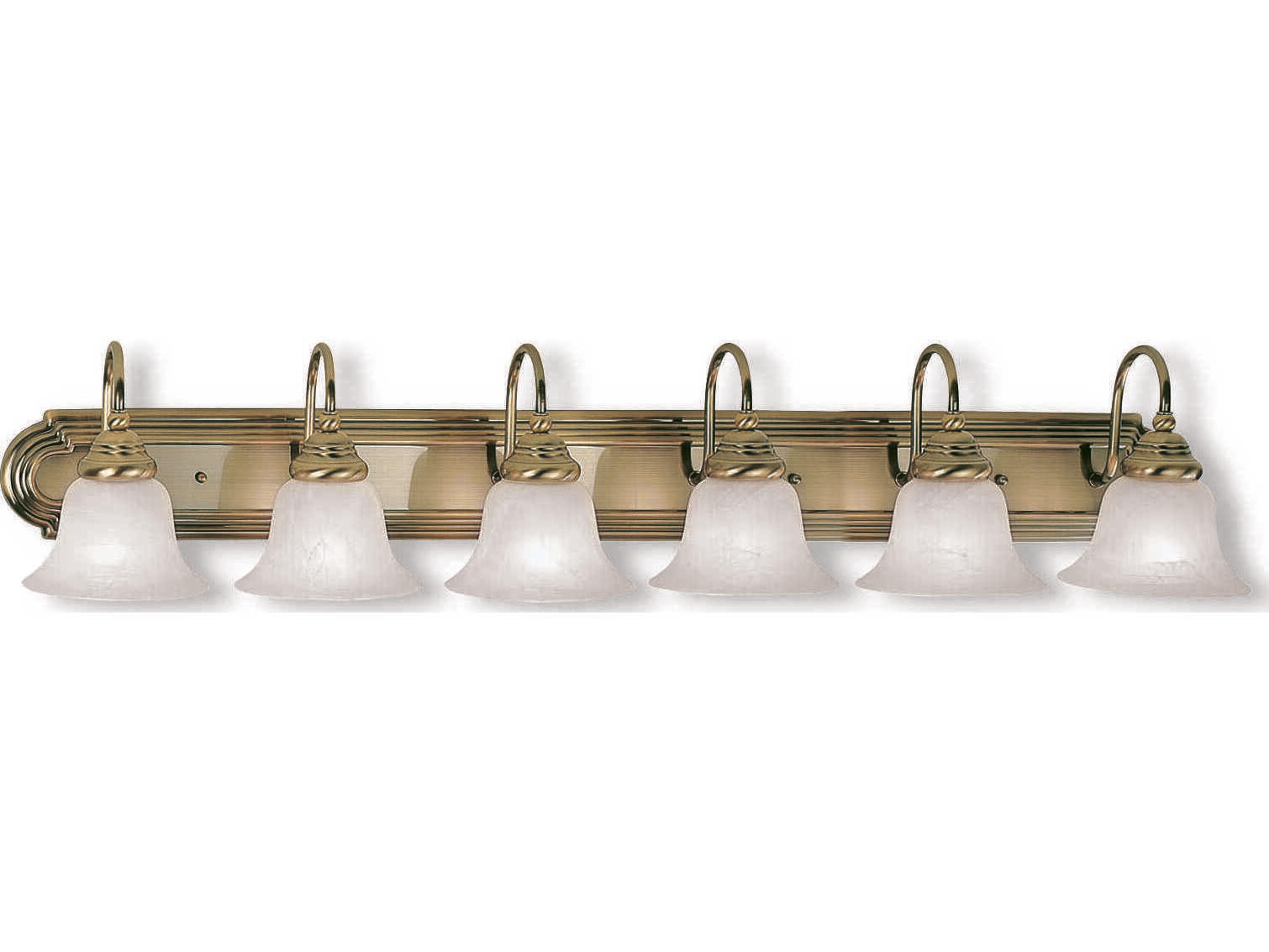 Livex Lighting Belmont 6-Light Antique Brass Glass Vanity Light